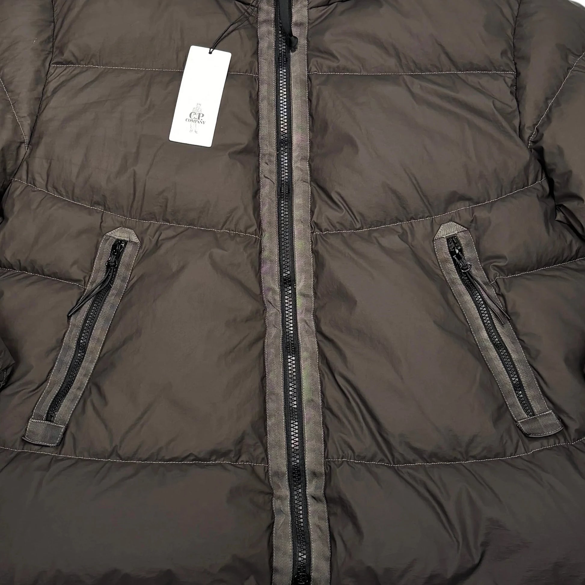 C.p. Company Green Single Goggle BI-TM with Hidden Hood Puffer Jacket