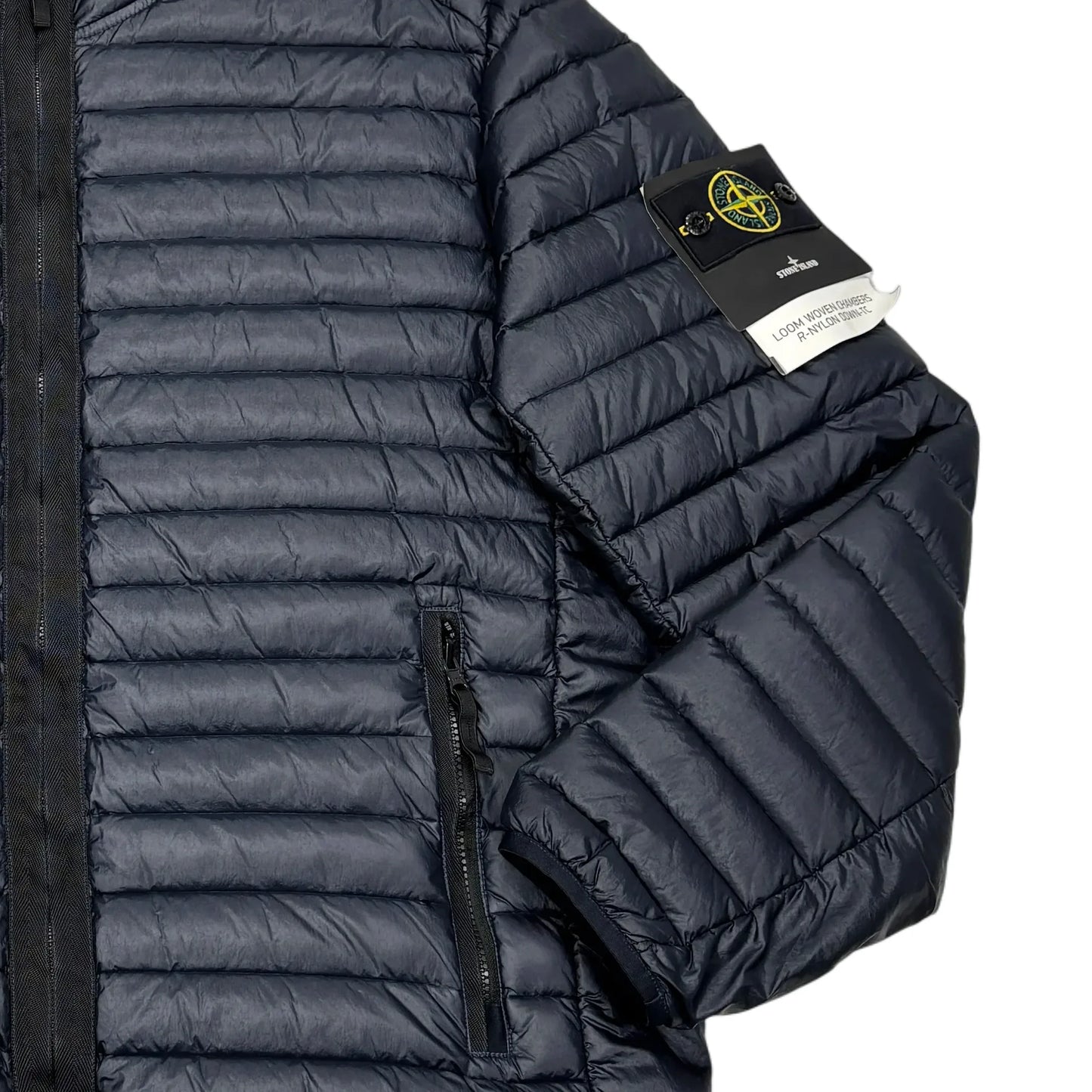 Stone Island Navy Blue Loom Woven Chambers R-Nylon Down-TC Puffer Jacket