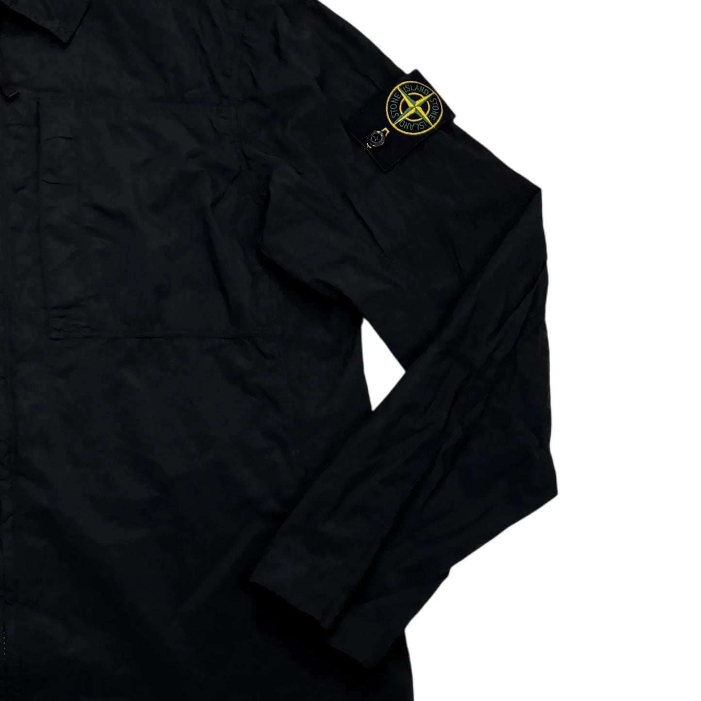 Stone Island Black Nylon Metal Compass-Patch Overshirt Jacket