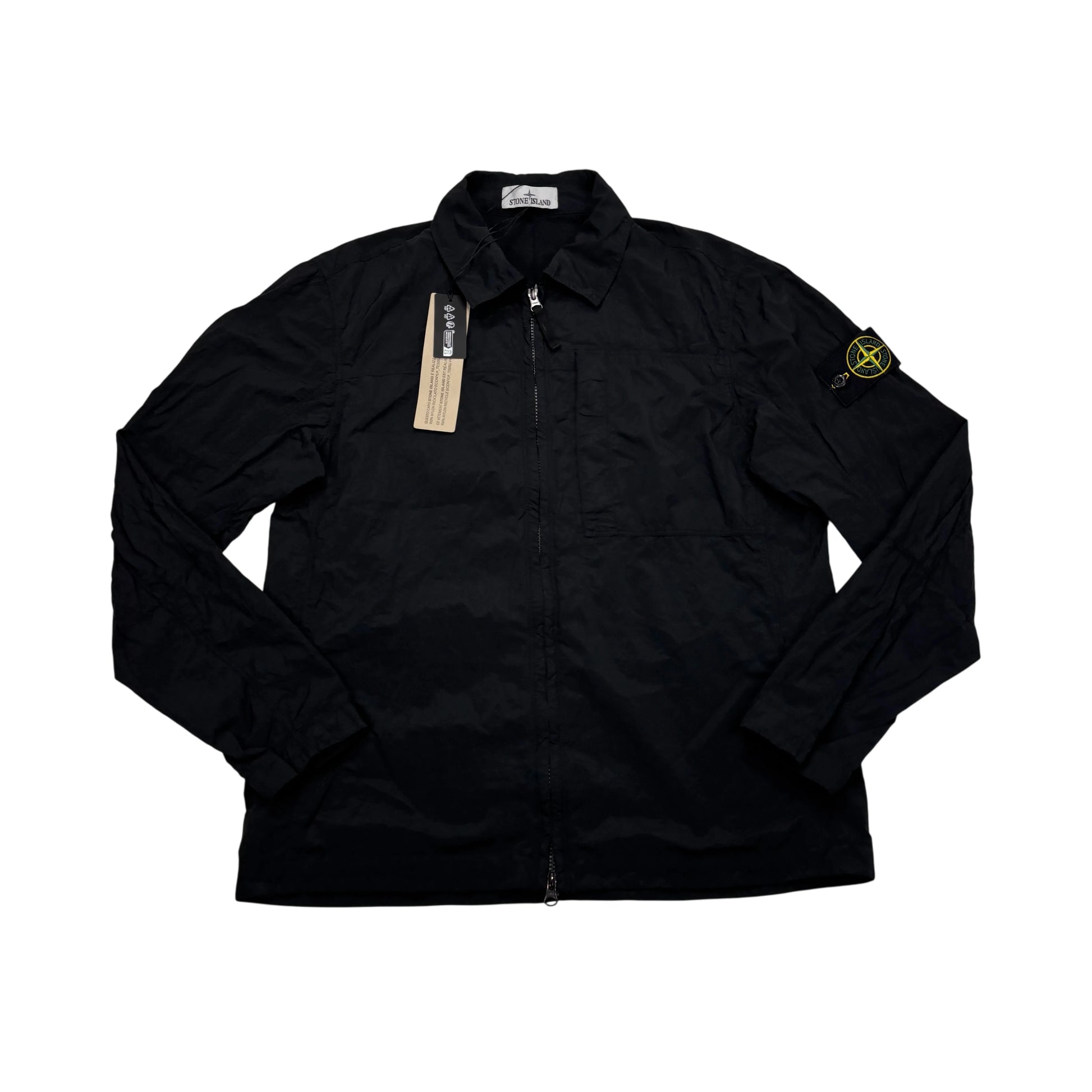 Stone Island Black Nylon Metal Compass-Patch Overshirt Jacket