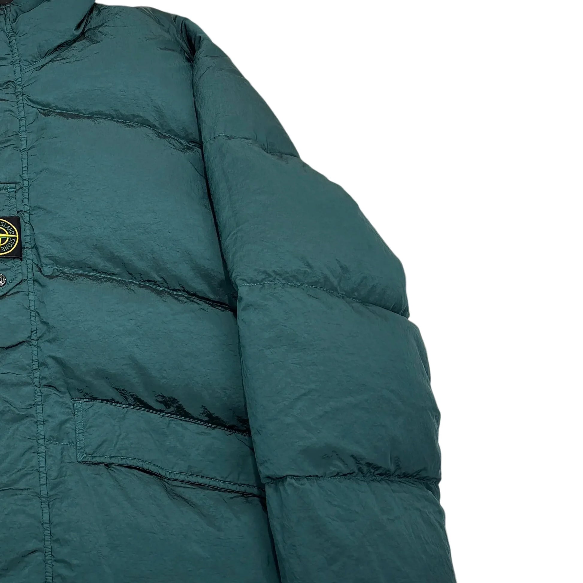 Stone Island Green Center Patch Reversible with Arm Spell Out Embroidery Puffer Jacket