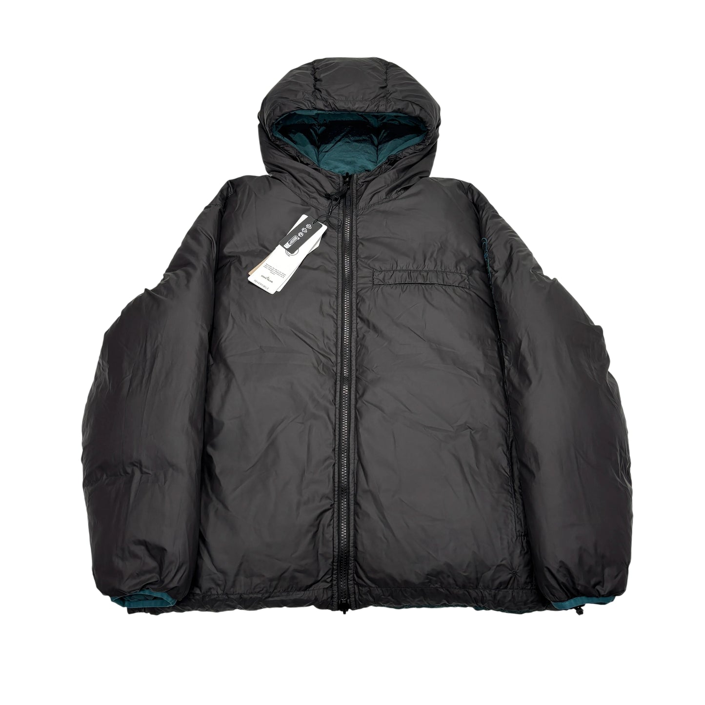 Stone Island Green Center Patch Reversible with Arm Spell Out Embroidery Puffer Jacket