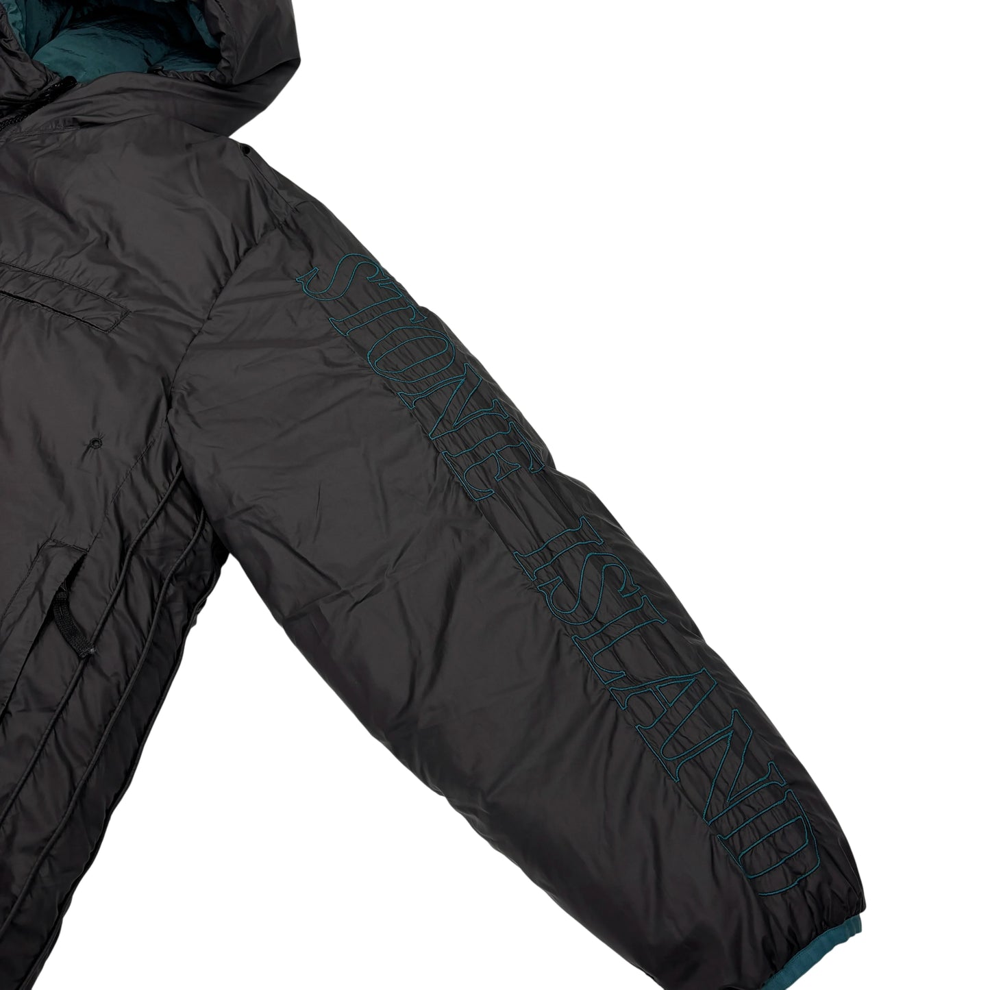 Stone Island Green Center Patch Reversible with Arm Spell Out Embroidery Puffer Jacket