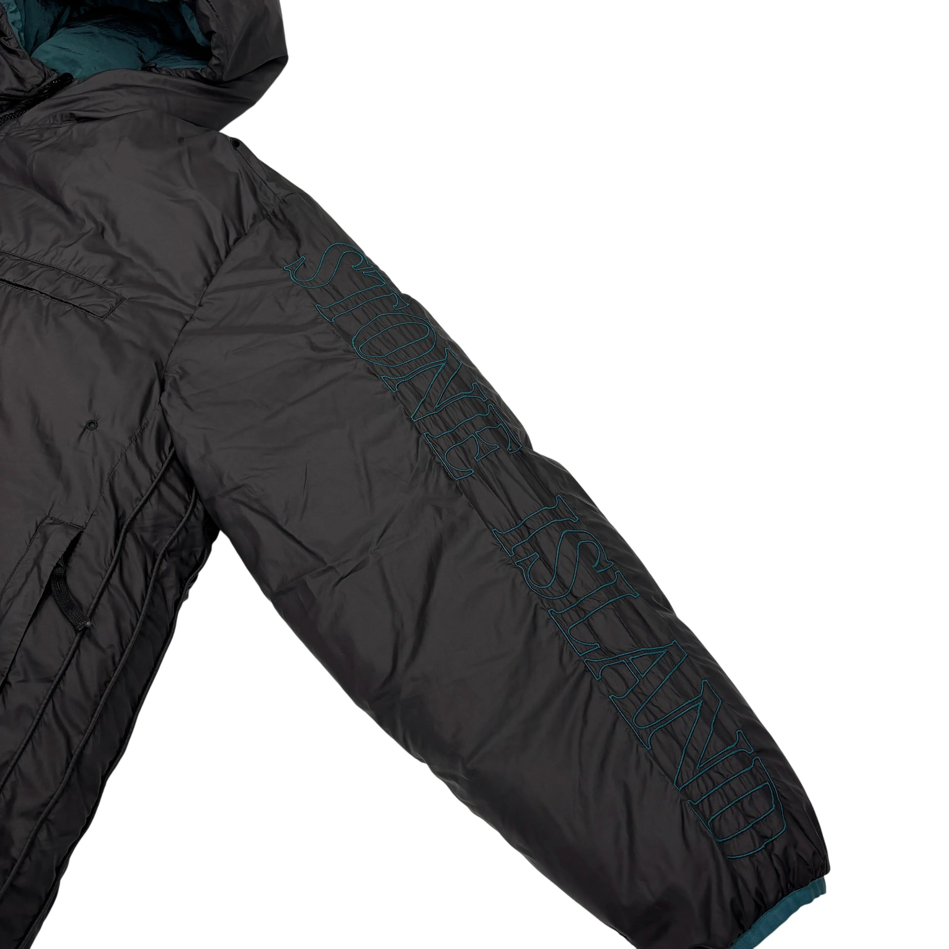 Stone Island Green Center Patch Reversible with Arm Spell Out Embroidery Puffer Jacket