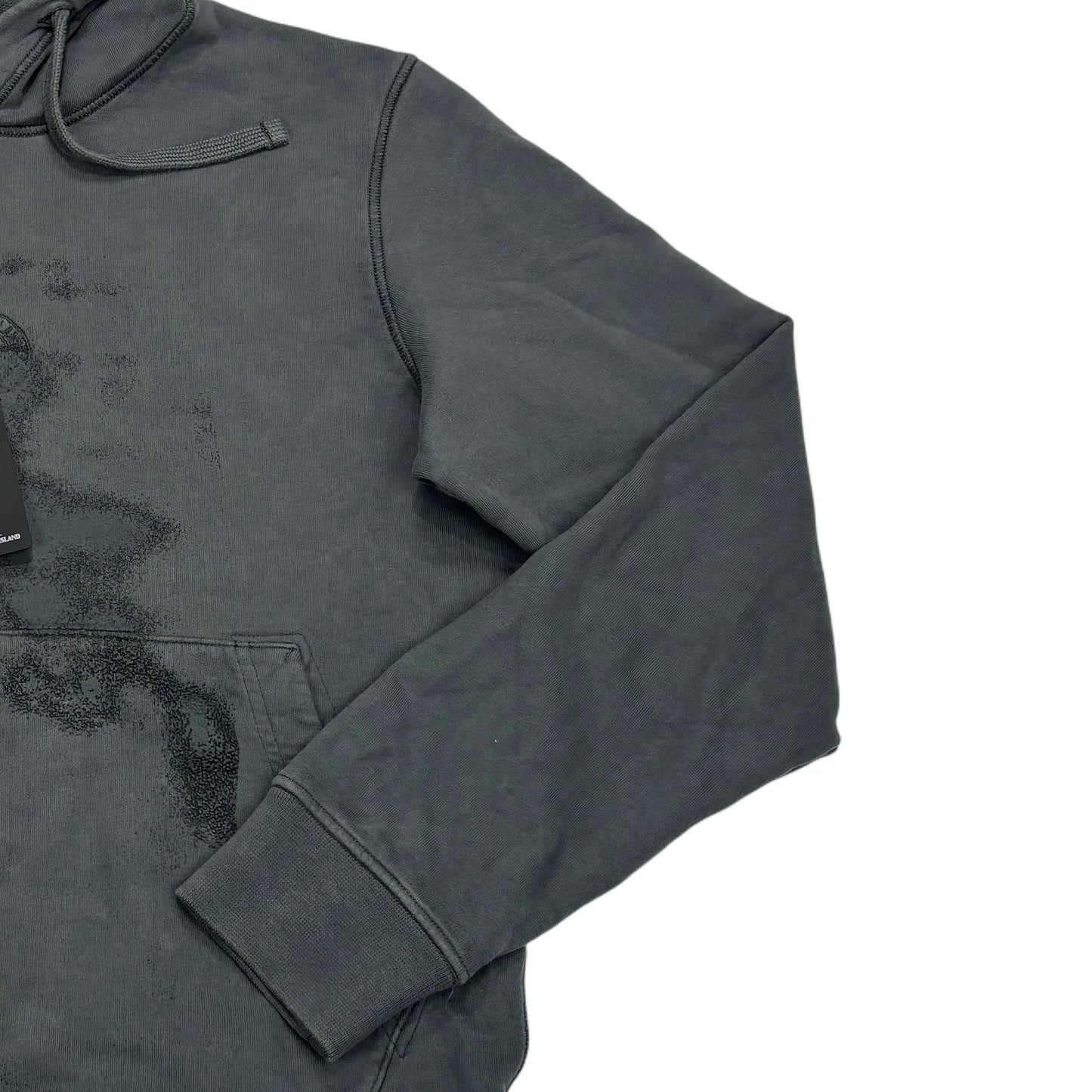Stone Island Grey Raised Graphic Logo Design Hoodie