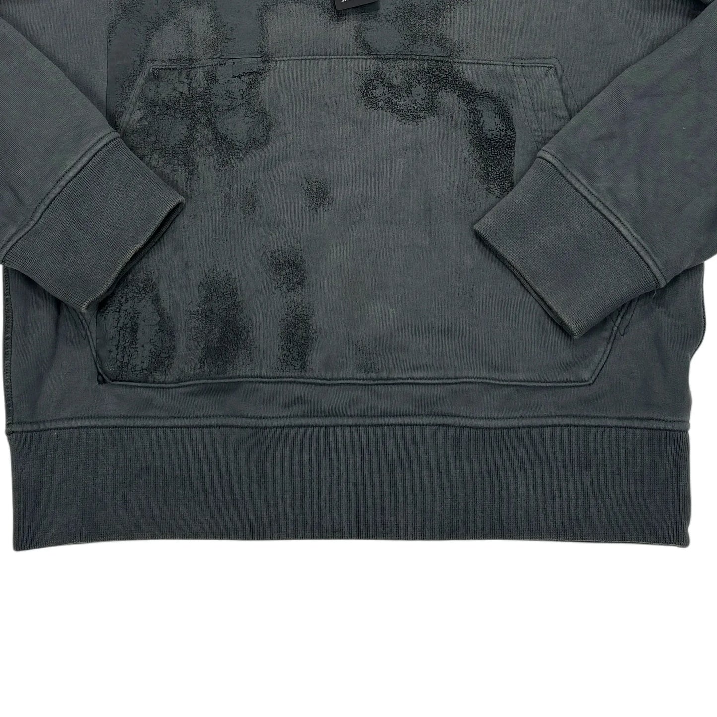 Stone Island Grey Raised Graphic Logo Design Hoodie