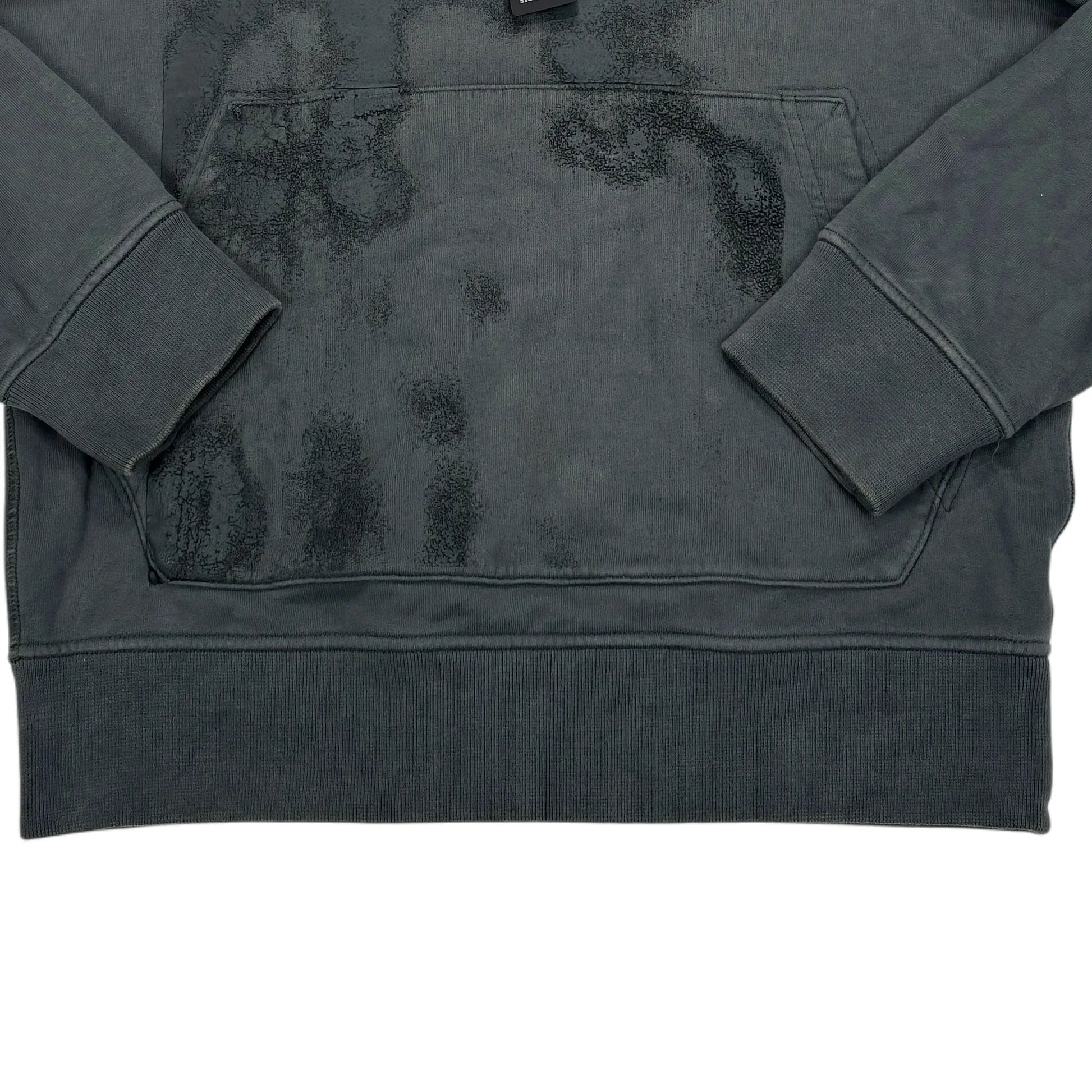 Stone Island Grey Raised Graphic Logo Design Hoodie