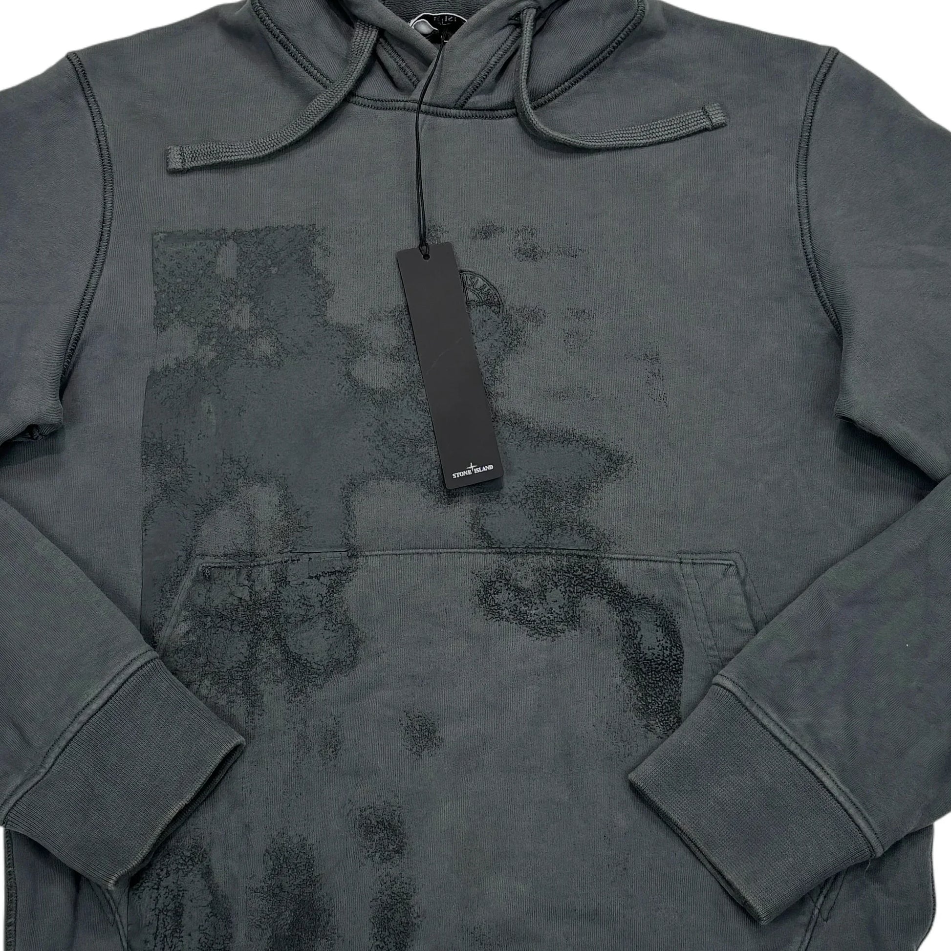 Stone Island Grey Raised Graphic Logo Design Hoodie