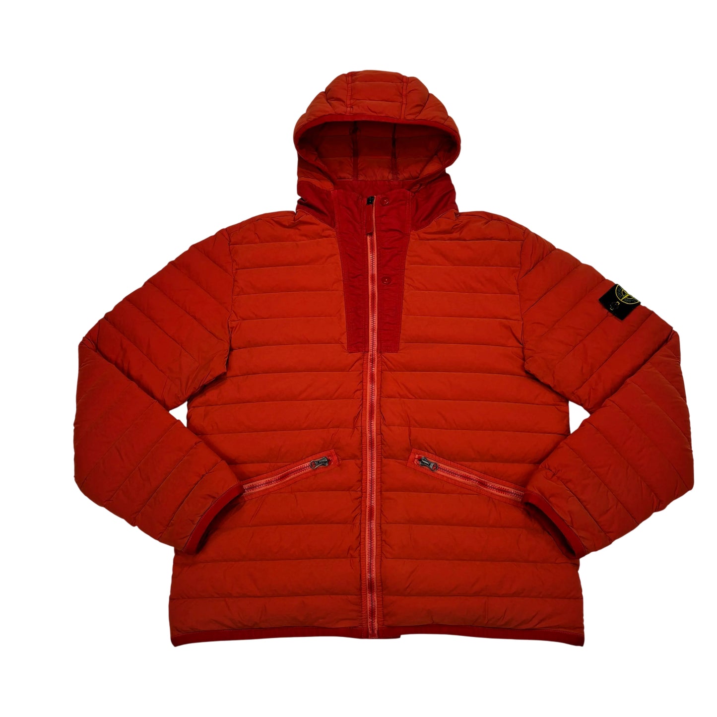 Stone Island Orange Loom Woven Down Chambers Stretch Nylon-TC Puffer Jacket