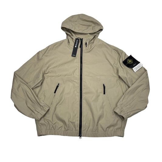 Stone Island Beige Supima Cotton Canvas Non-Aqueous Dyeing Technology Hooded Jacket