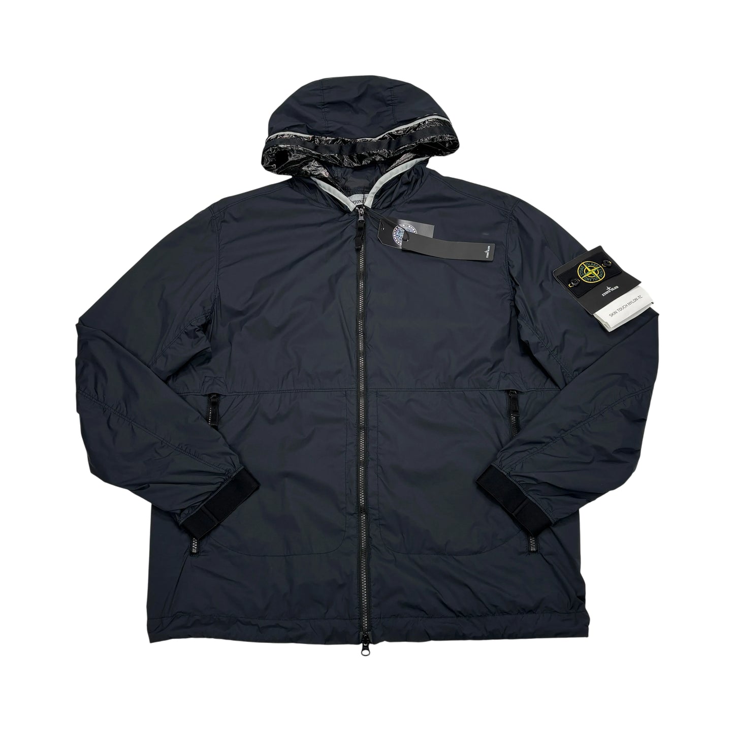 Stone Island Navy Blue Skin Touch Nylon-TC with Prismatic Hood Detail Jacket
