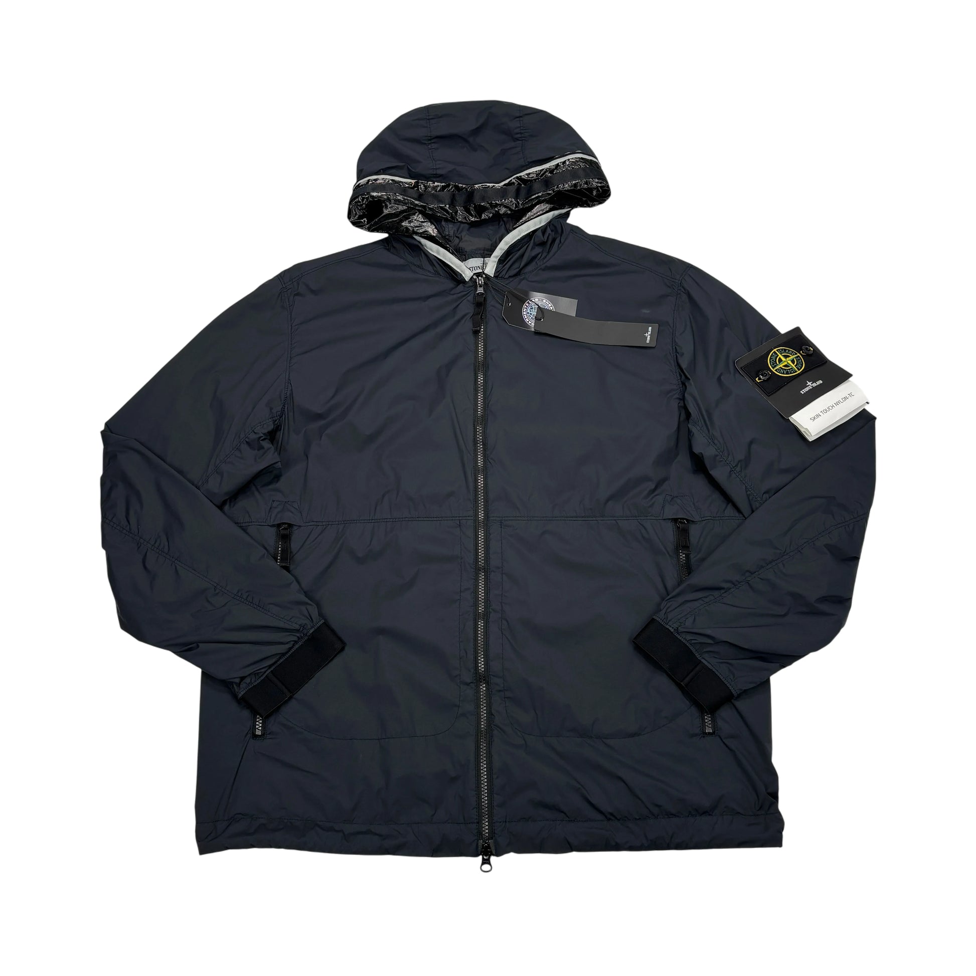 Stone Island Navy Blue Skin Touch Nylon-TC with Prismatic Hood Detail Jacket