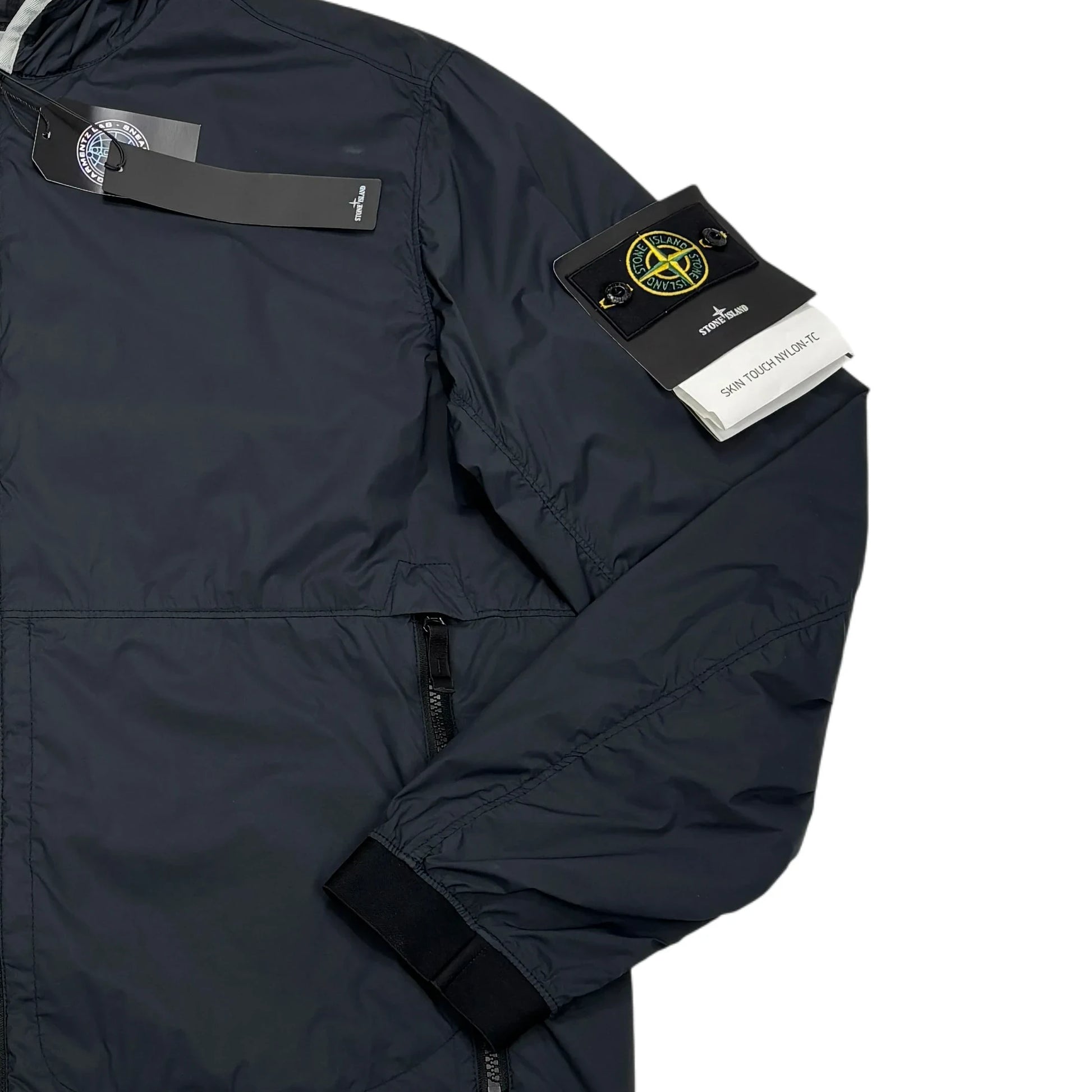 Stone Island Navy Blue Skin Touch Nylon-TC with Prismatic Hood Detail Jacket