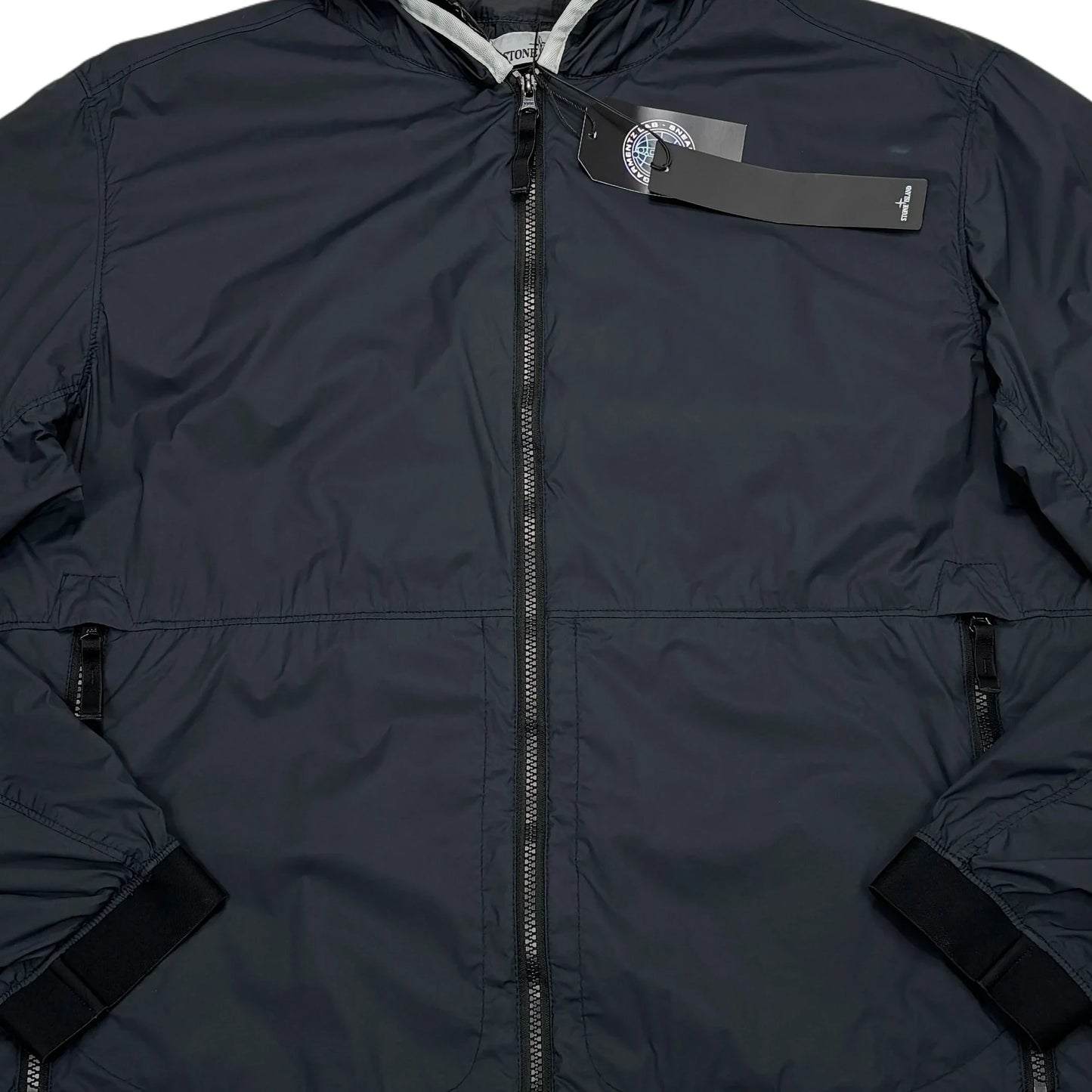 Stone Island Navy Blue Skin Touch Nylon-TC with Prismatic Hood Detail Jacket