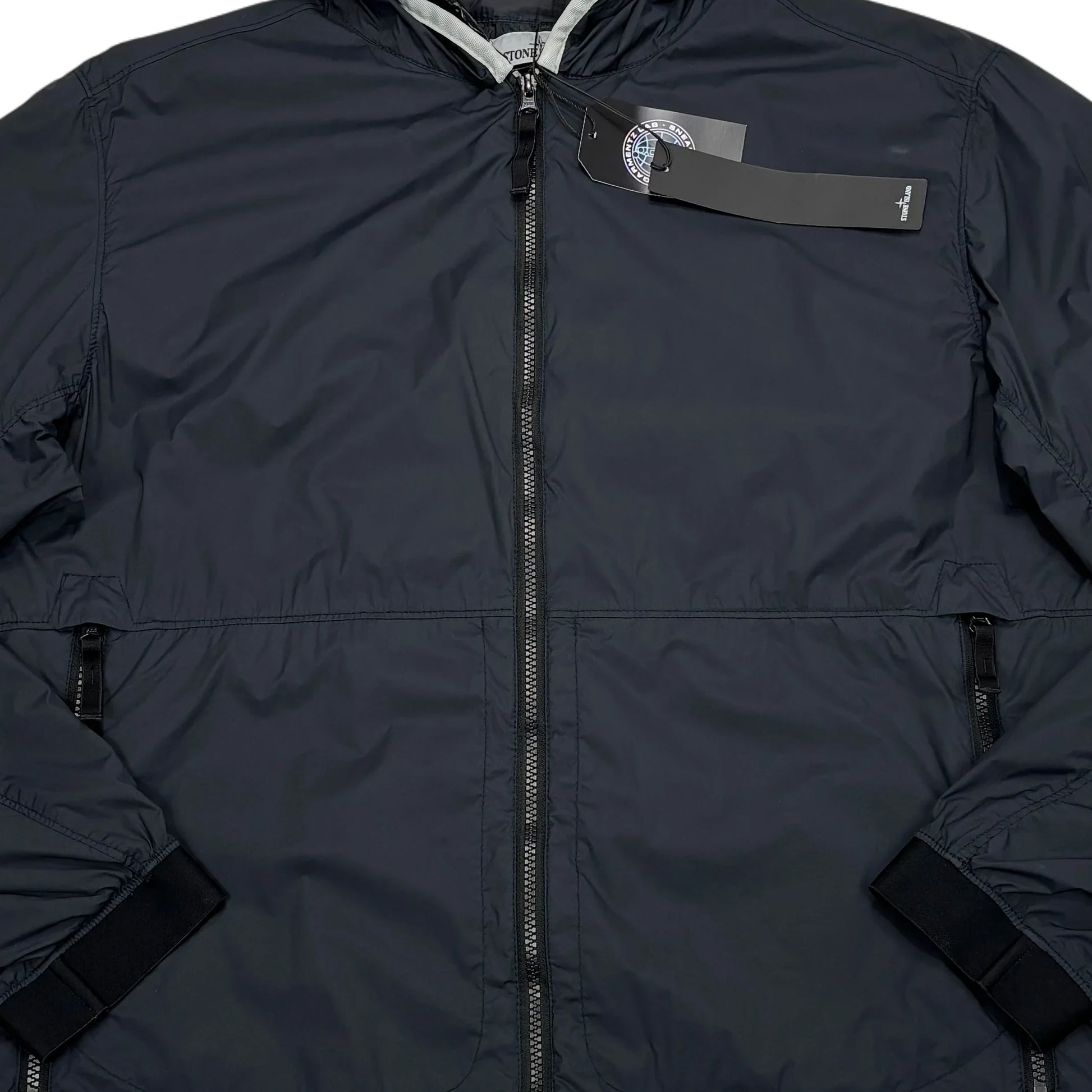 Stone Island Navy Blue Skin Touch Nylon-TC with Prismatic Hood Detail Jacket
