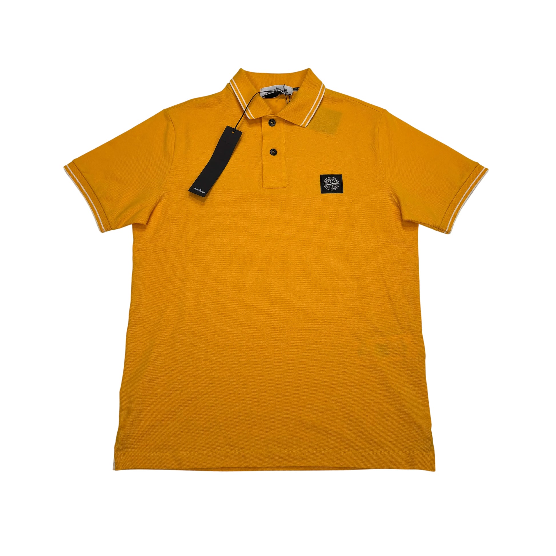 Stone Island Orange Patch Logo Polo Shirt