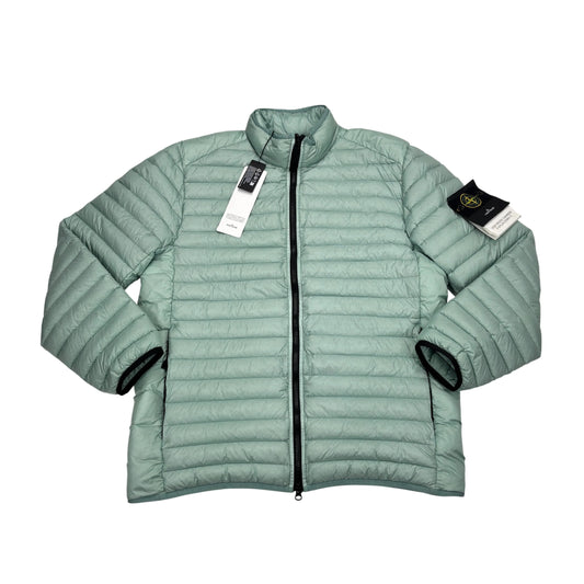 Stone Island Green Loom Woven Chambers R-Nylon Down-TC Hoodless Puffer Jacket