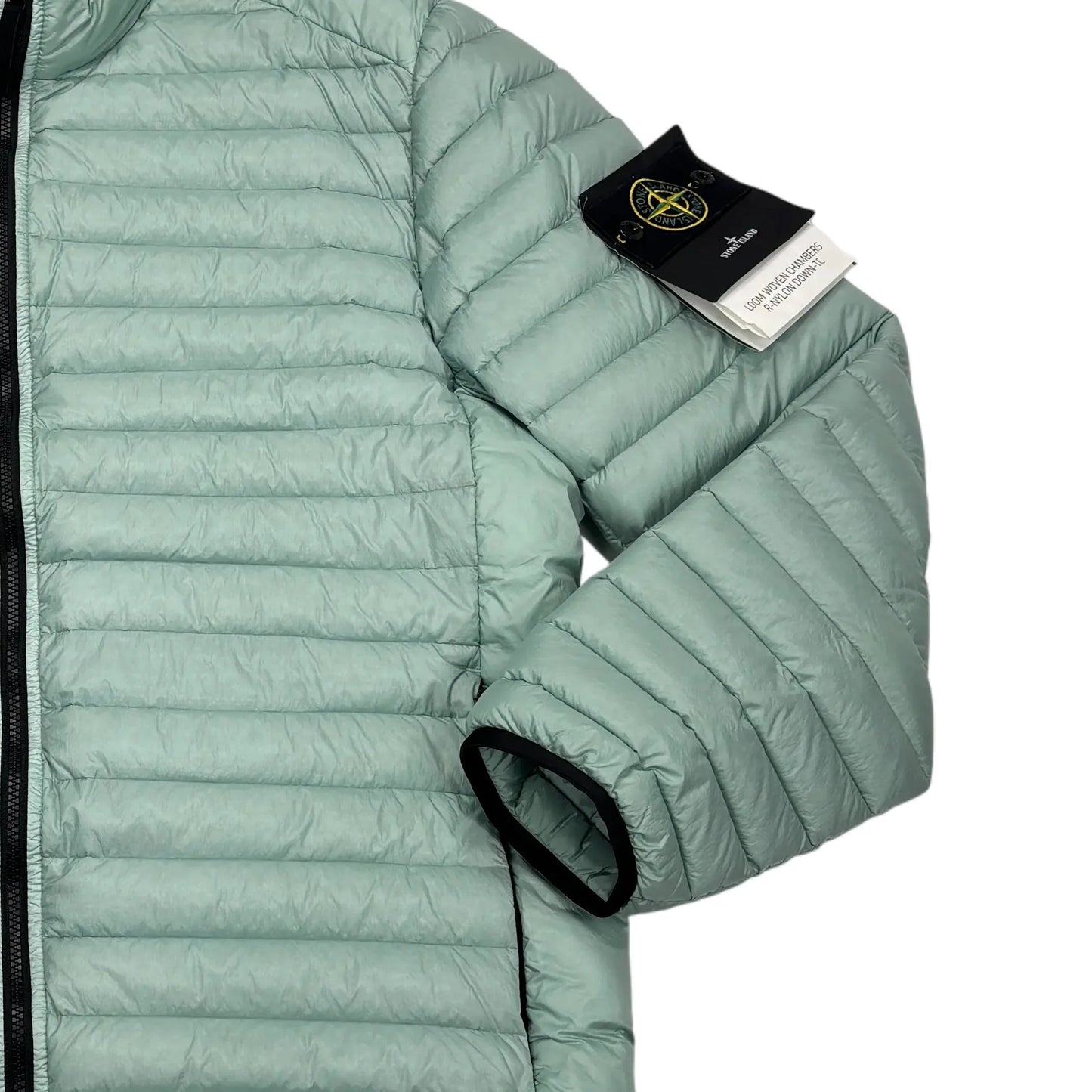 Stone Island Green Loom Woven Chambers R-Nylon Down-TC Hoodless Puffer Jacket