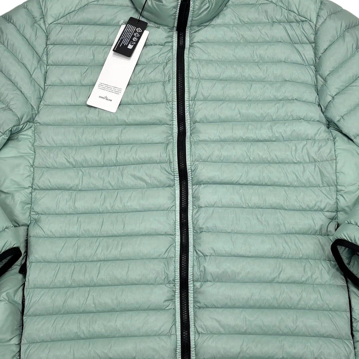 Stone Island Green Loom Woven Chambers R-Nylon Down-TC Hoodless Puffer Jacket