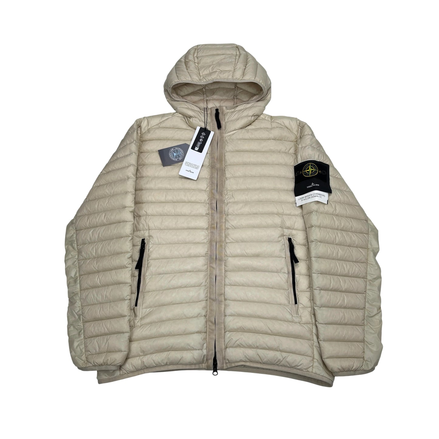 Stone Island Green Compass-Patch Loom Woven R-Nylon Chambers Down Puffer Jacket