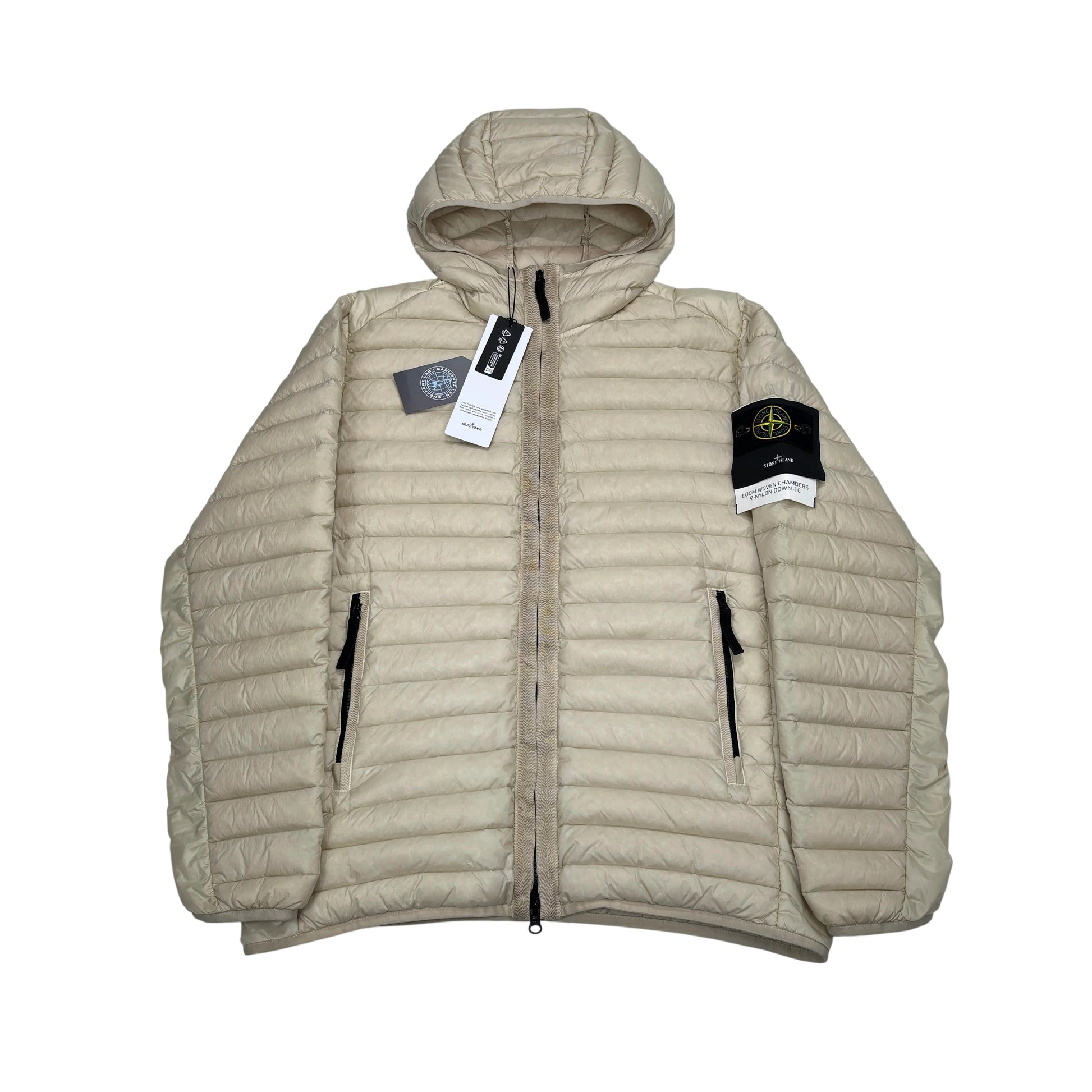 Stone Island Green Compass-Patch Loom Woven R-Nylon Chambers Down Puffer Jacket