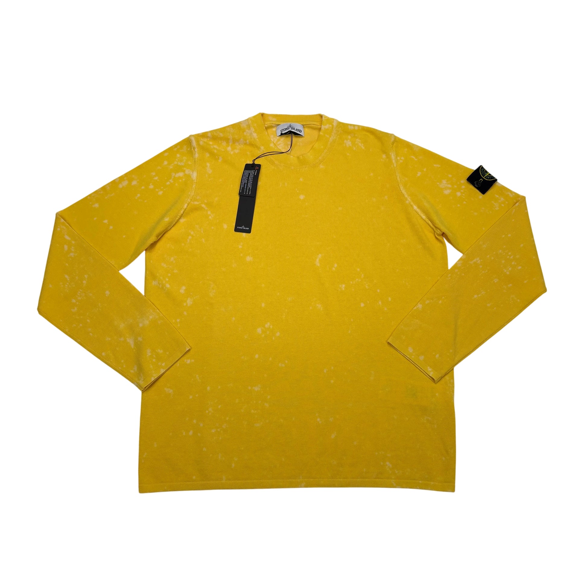 Stone Island Yellow Acid Wash Crewneck Jumper