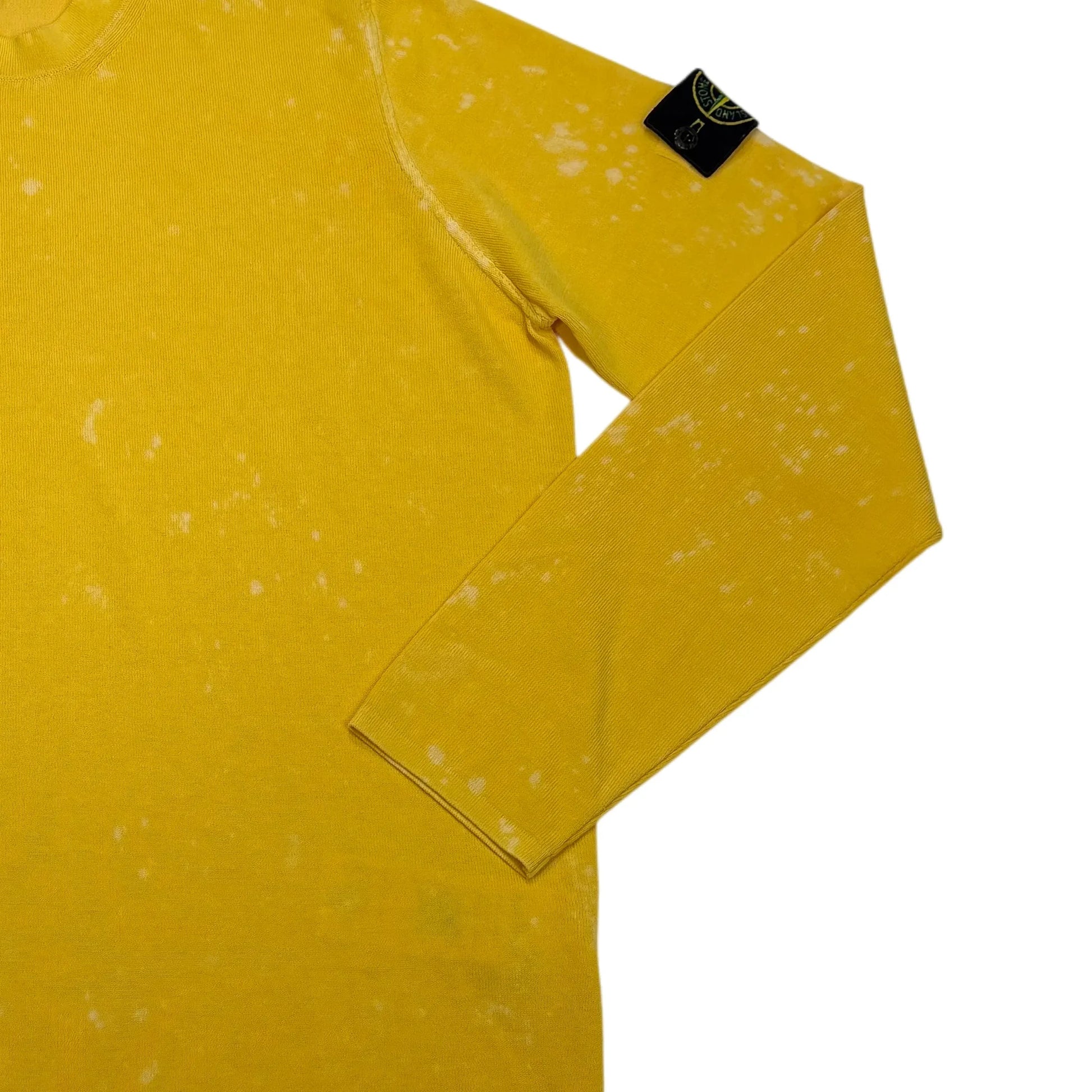 Stone Island Yellow Acid Wash Crewneck Jumper