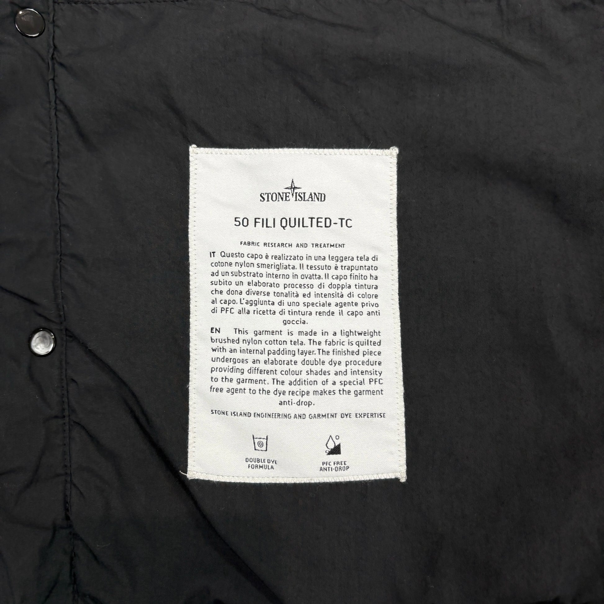 Stone Island Black 50 Fili Quilted-TC Shirt Jacket