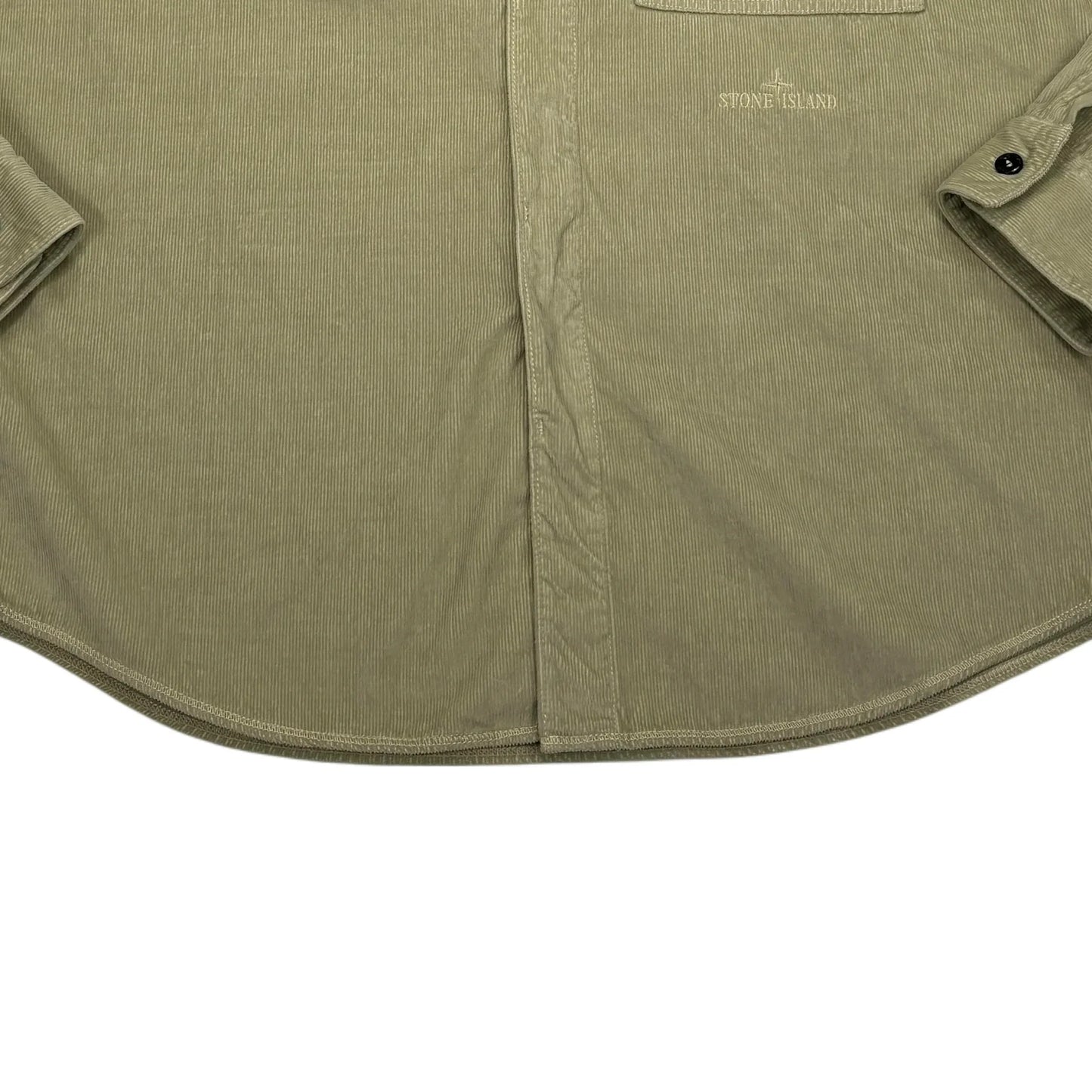 Stone Island Beige Embroidered Logo Spell Out Button-up Shirt