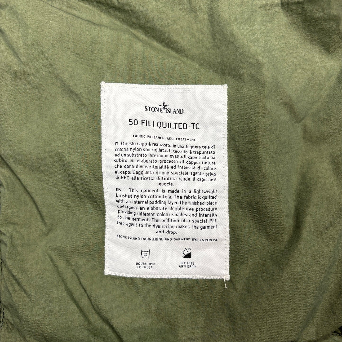 Stone Island Green 50 Fili Quilted-TC Jacket
