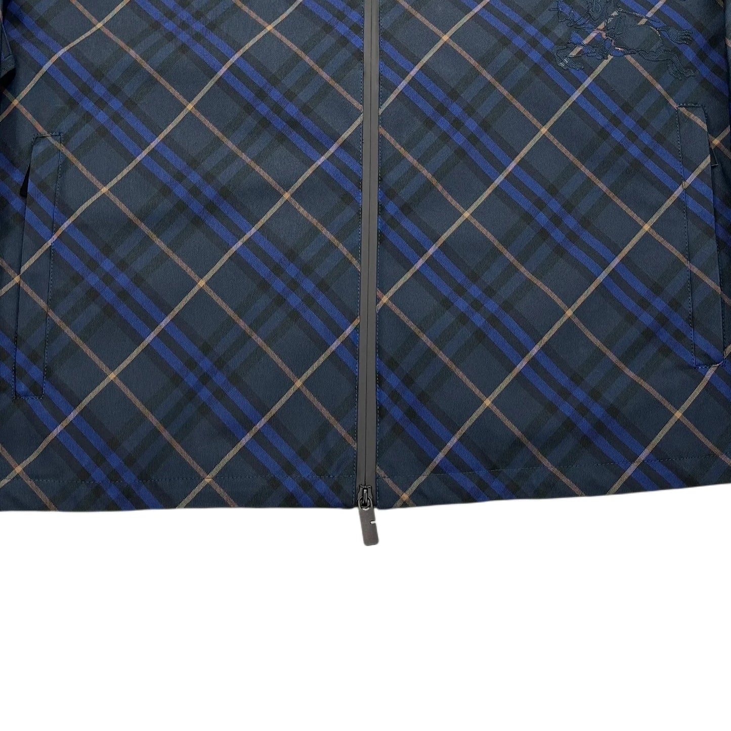 Burberry Blue Checked Hooded Windbreaker Jacket