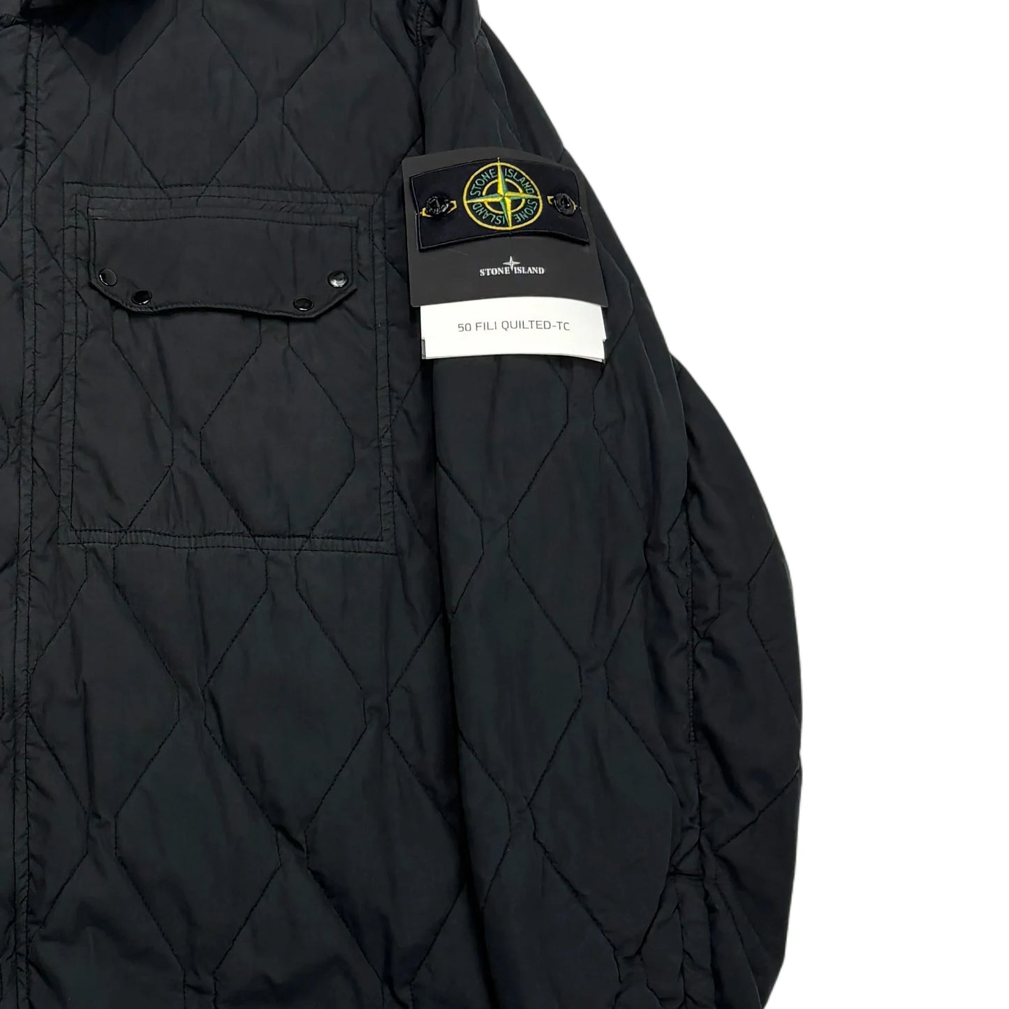 Stone Island Black 50 Fili Quilted-TC Shirt Jacket