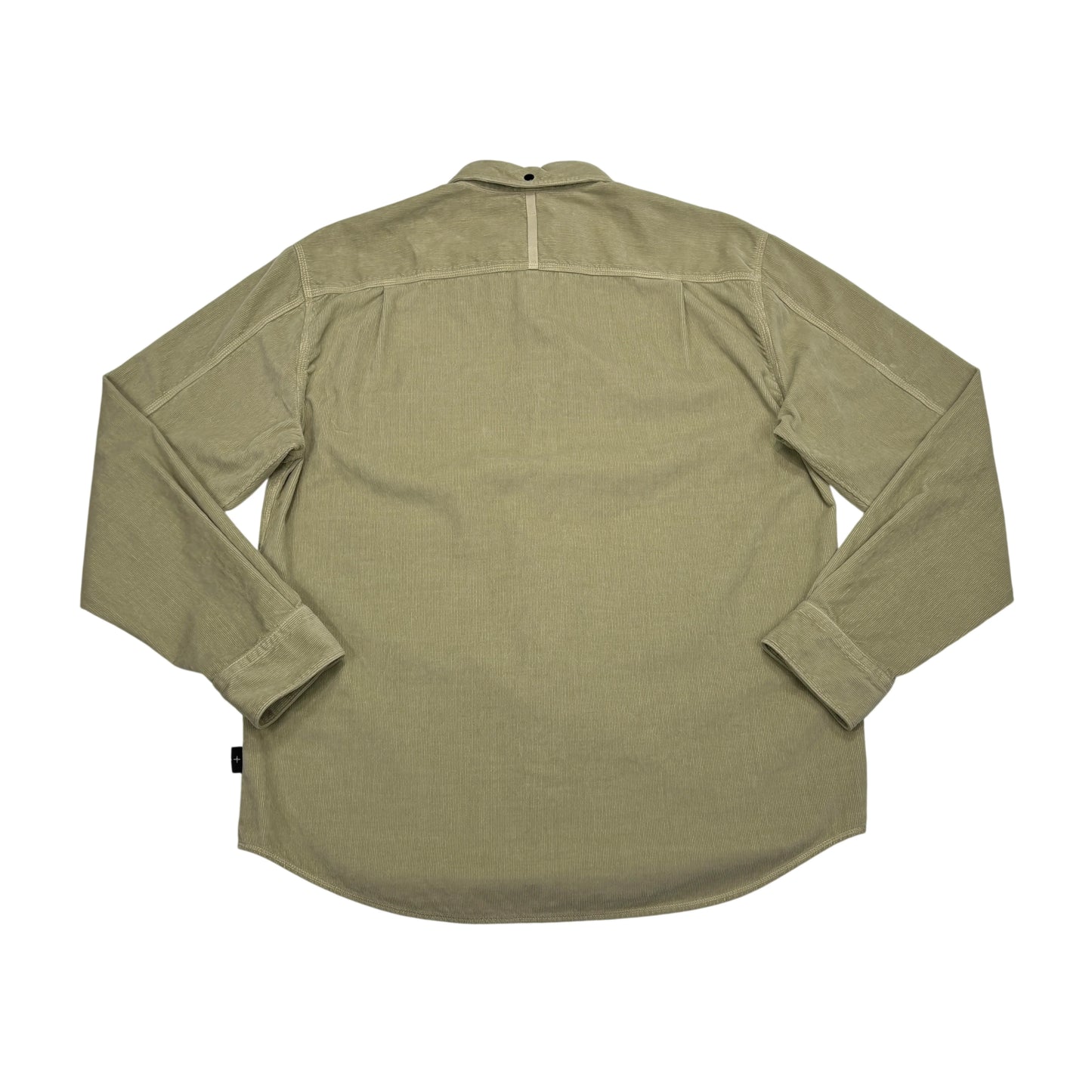 Stone Island Beige Embroidered Logo Spell Out Button-up Shirt