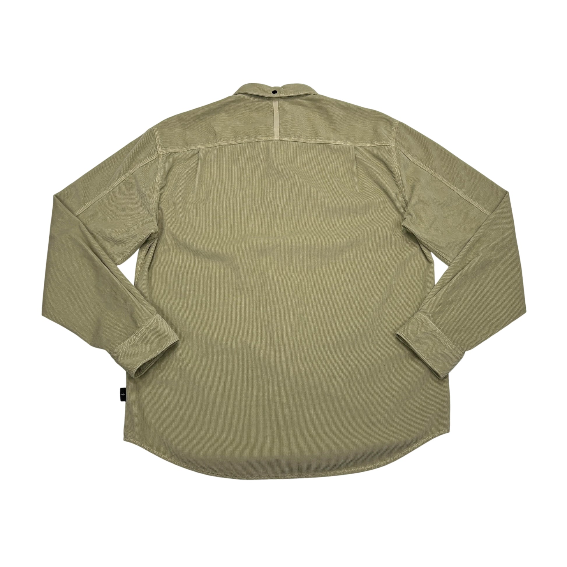 Stone Island Beige Embroidered Logo Spell Out Button-up Shirt