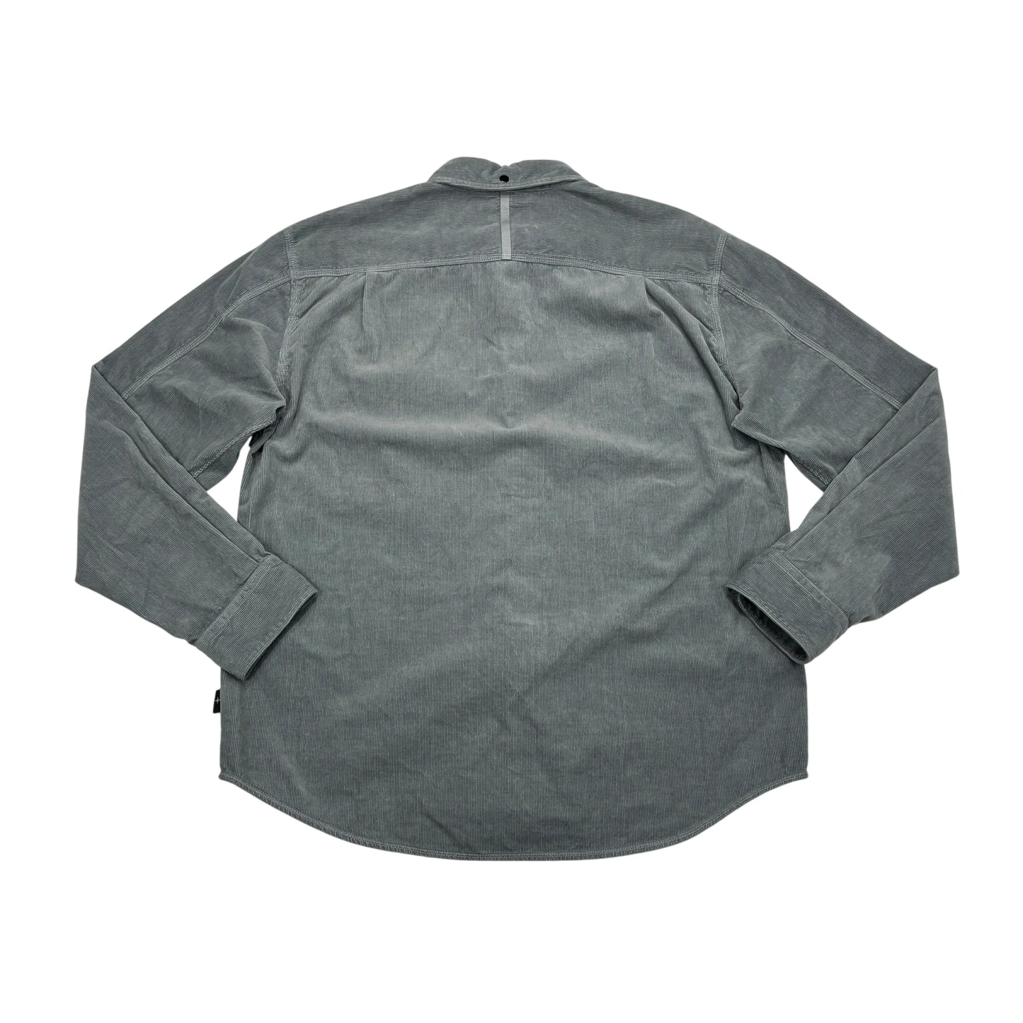 Stone Island Gray Long Sleeve Embroidered Logo Spell Out Button-up Shirt