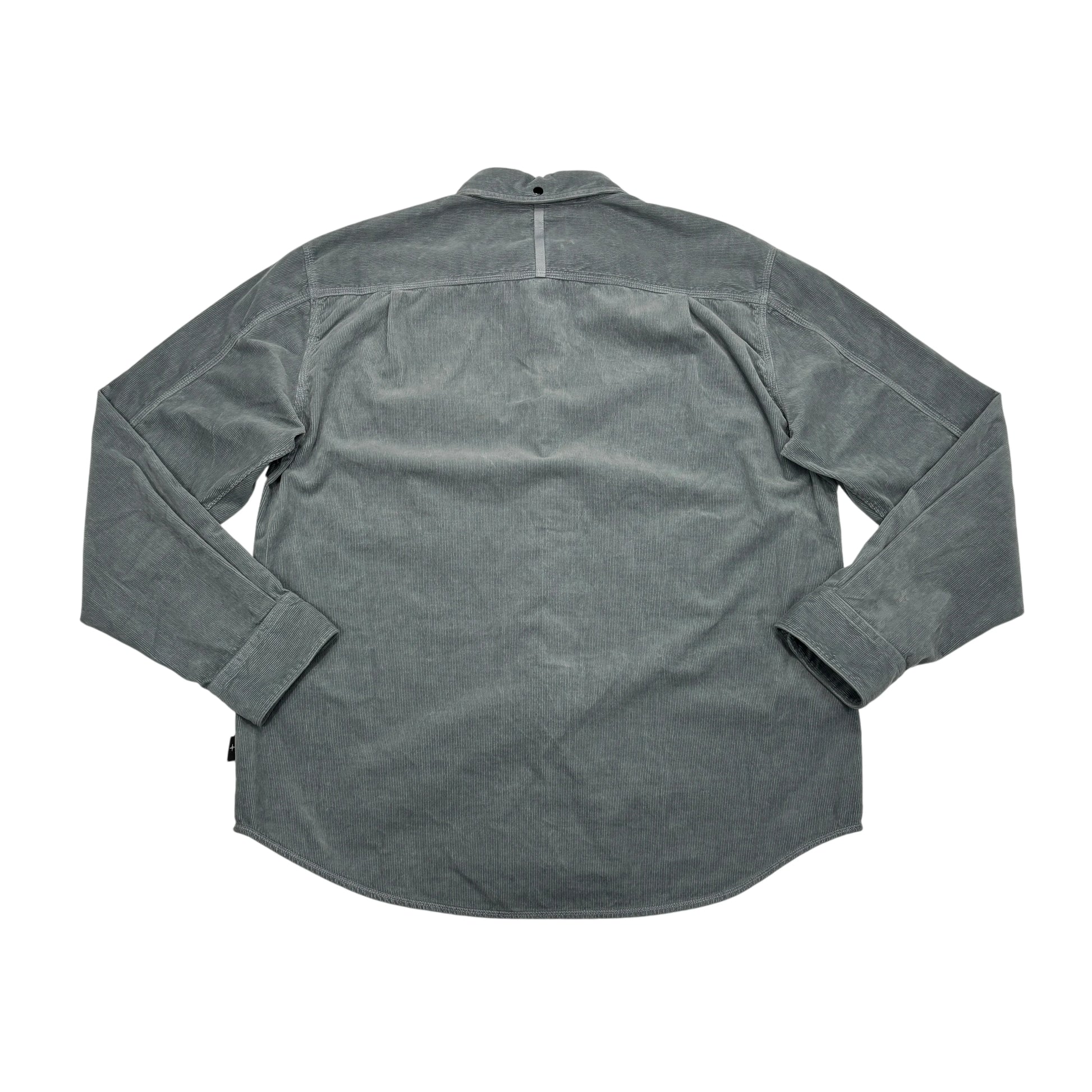 Stone Island Gray Long Sleeve Embroidered Logo Spell Out Button-up Shirt