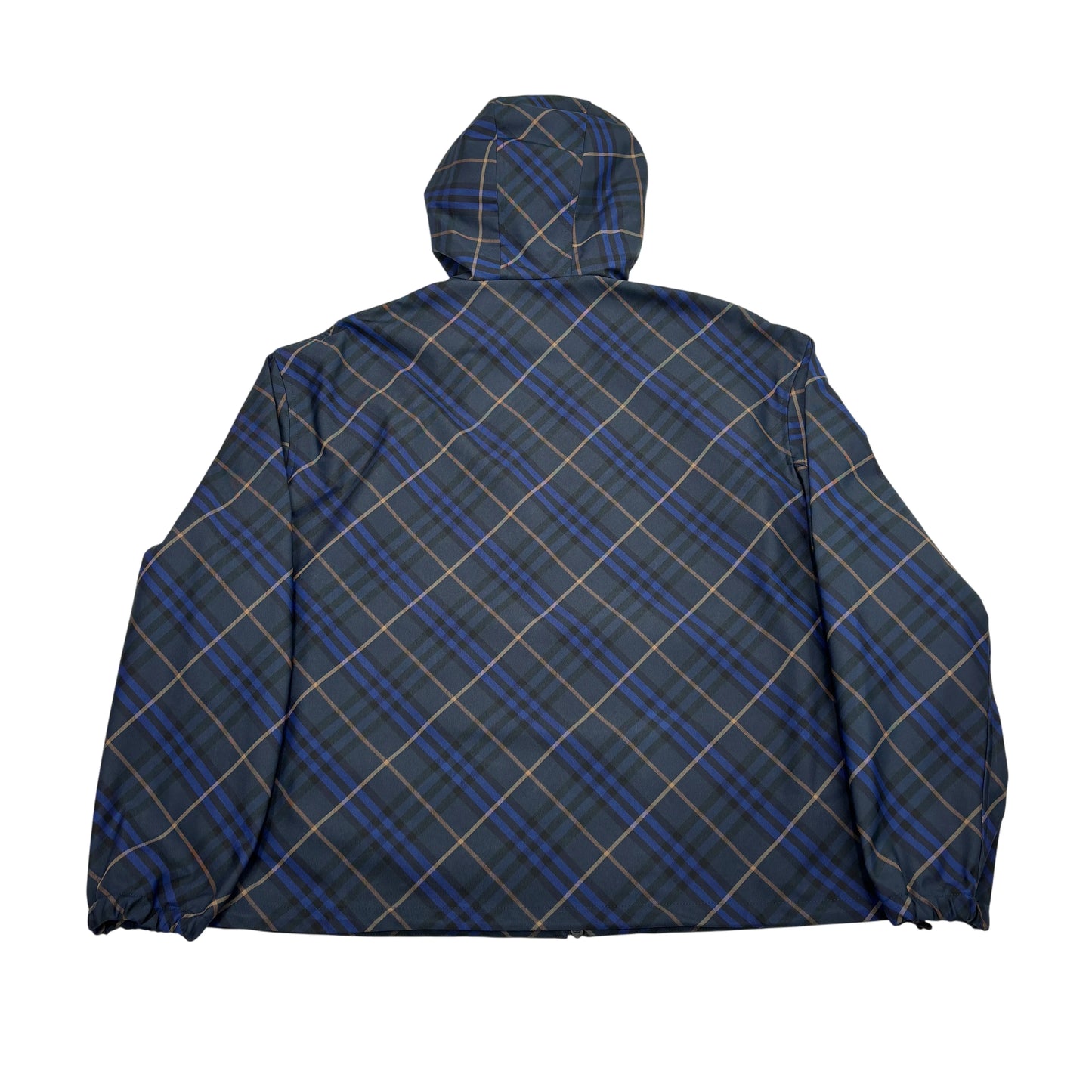 Burberry Blue Checked Hooded Windbreaker Jacket