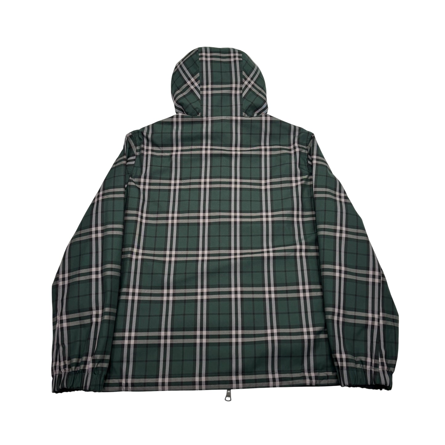 Burberry Black and Green Checked Reversible Hooded Jacket