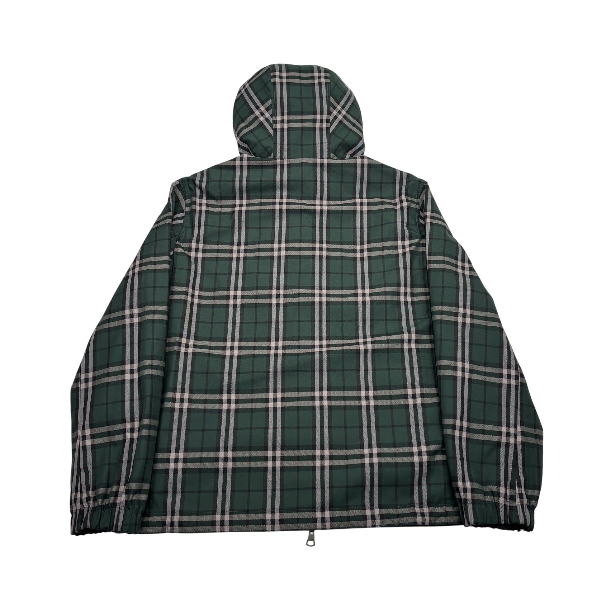 Burberry Black and Green Checked Reversible Hooded Jacket
