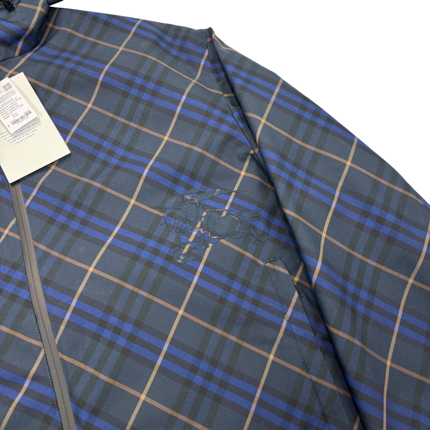 Burberry Blue Checked Hooded Windbreaker Jacket