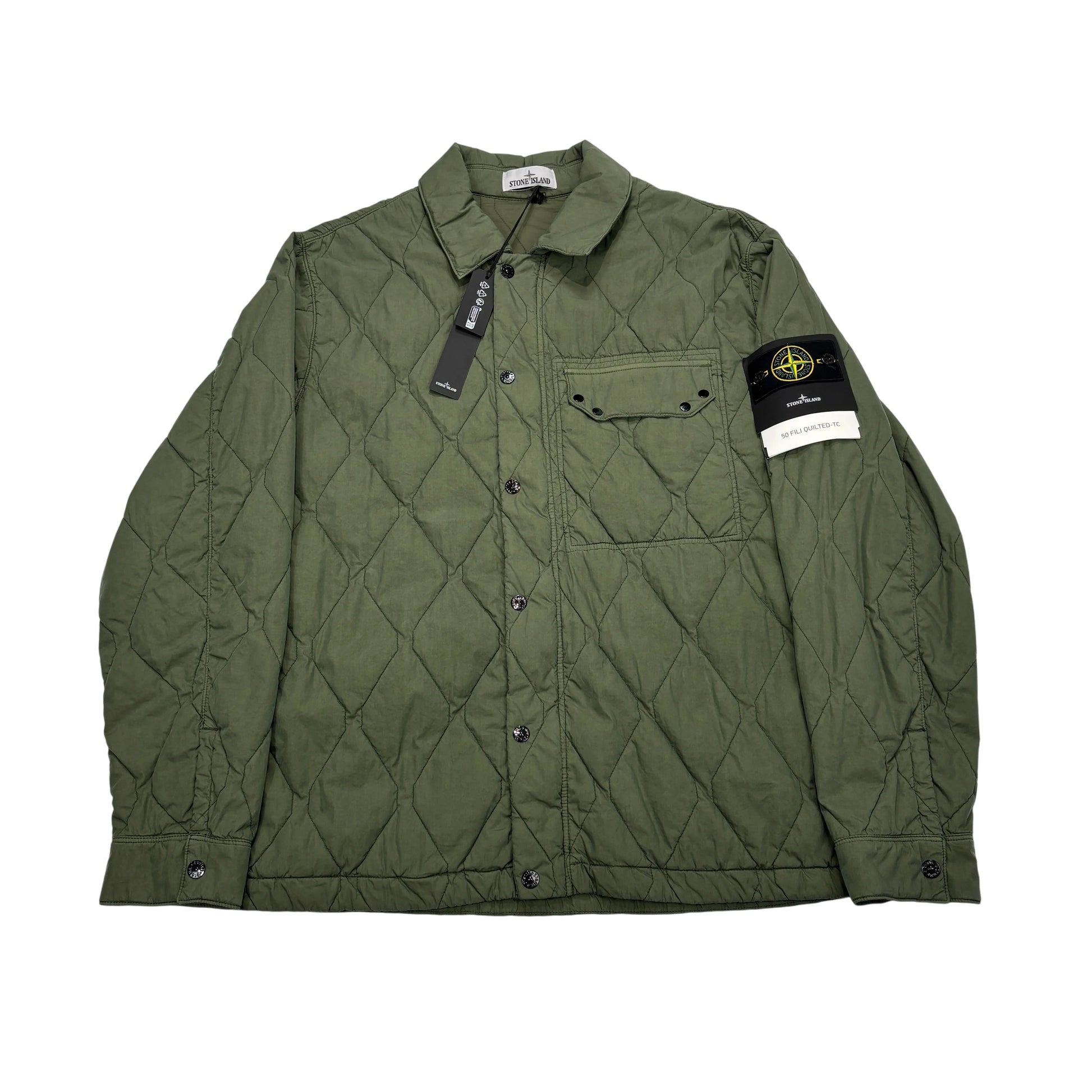 Stone Island Green 50 Fili Quilted-TC Jacket