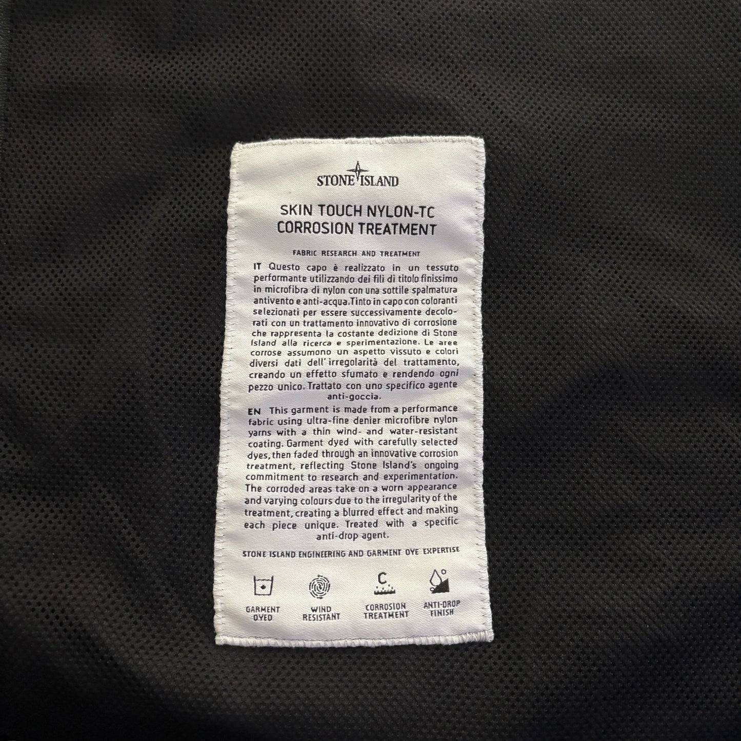 Stone Island Blue Skin Touch Nylon-TC Corrosion Treatment Special Process Hooded Jacket