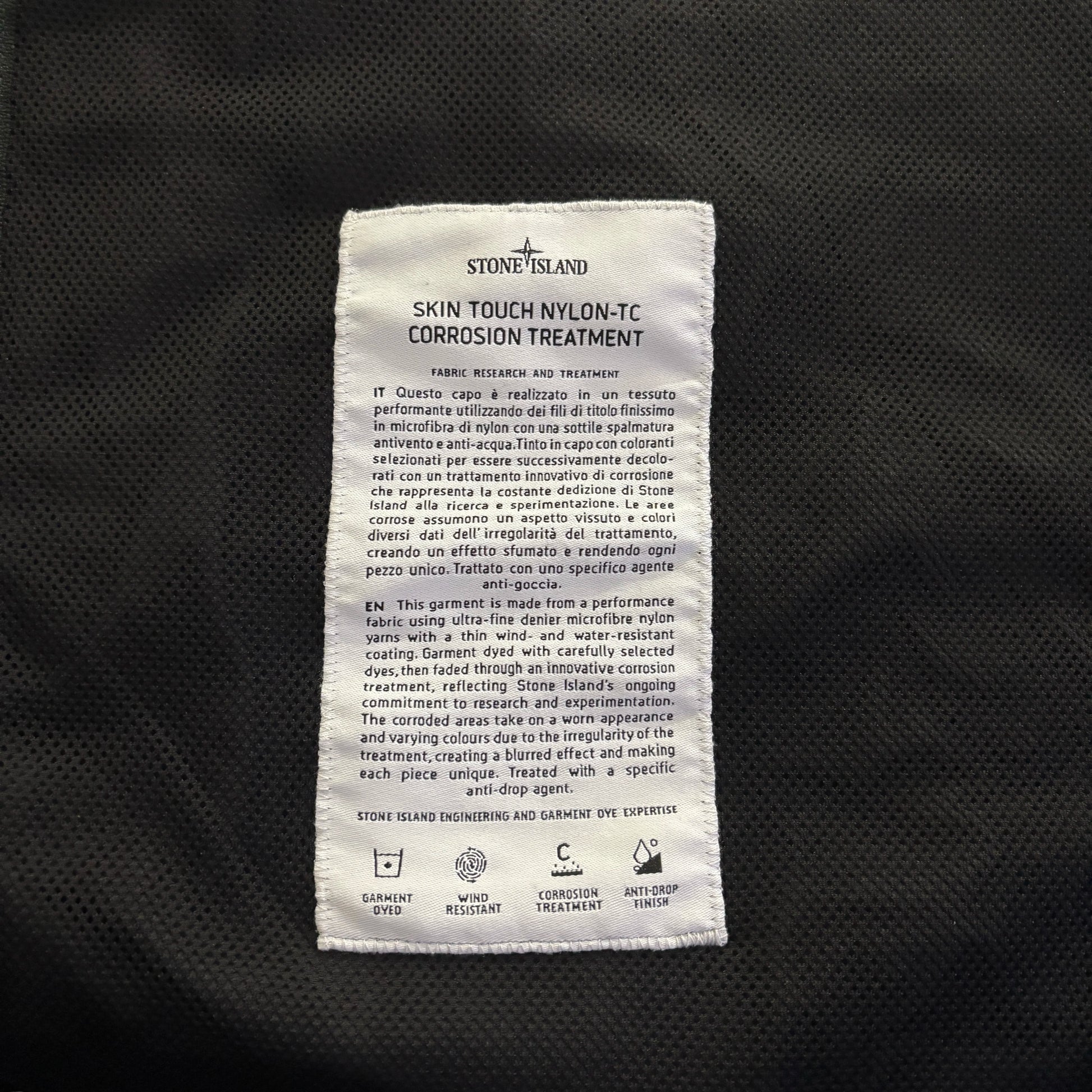 Stone Island Blue Skin Touch Nylon-TC Corrosion Treatment Special Process Hooded Jacket