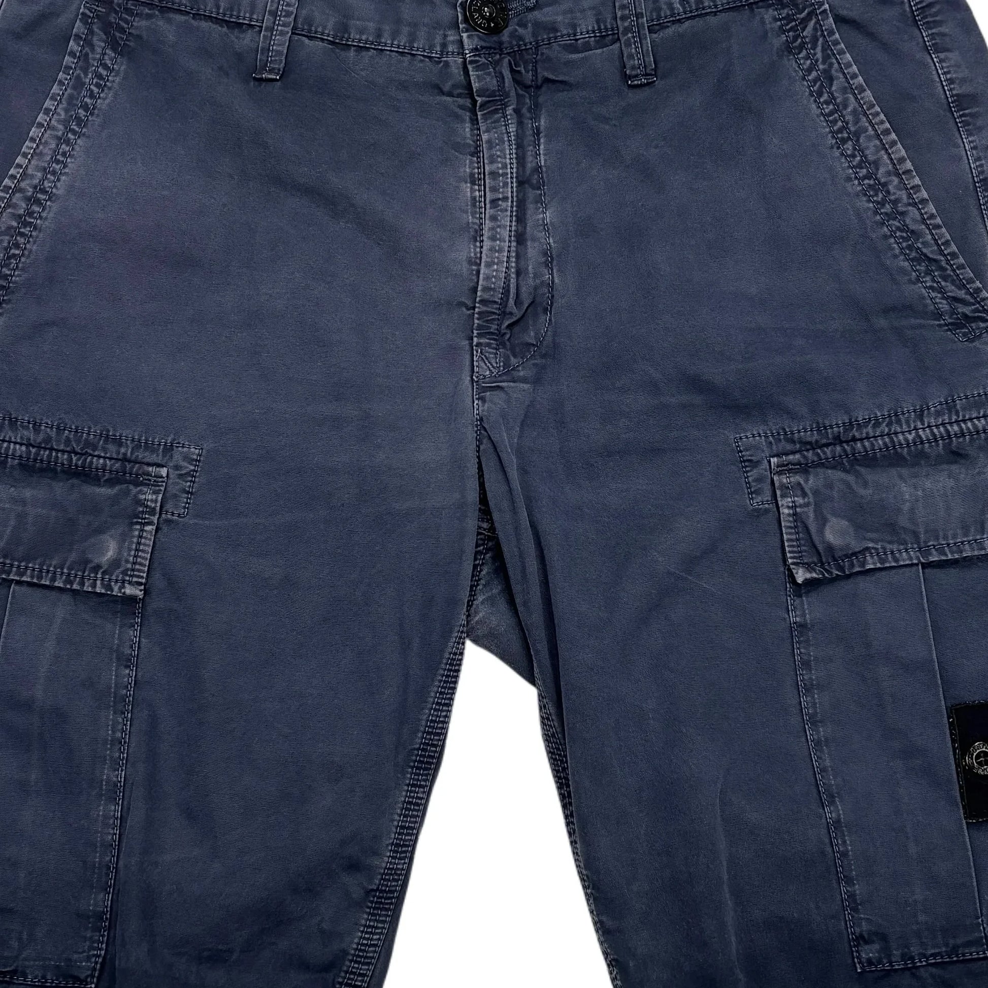 Stone Island Blue Compass Patch Cargo Shorts