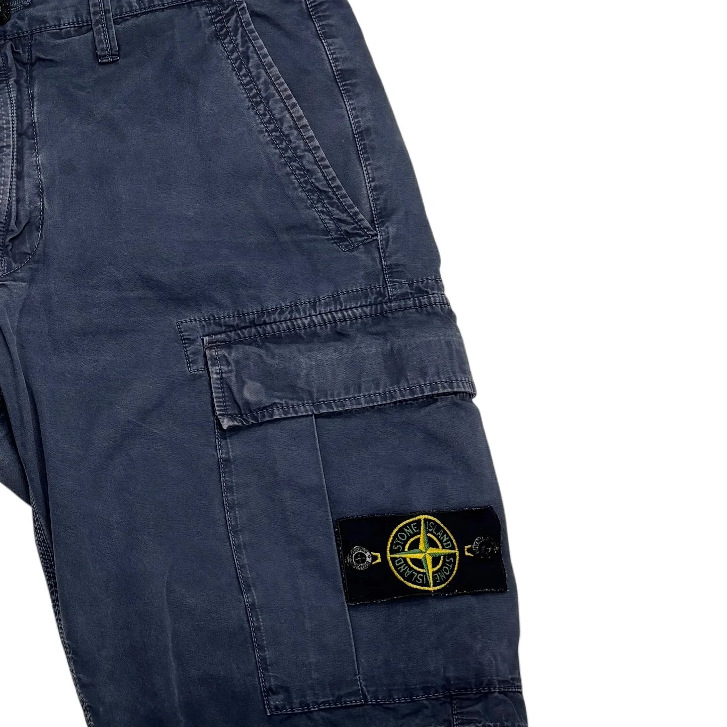 Stone Island Blue Compass Patch Cargo Shorts
