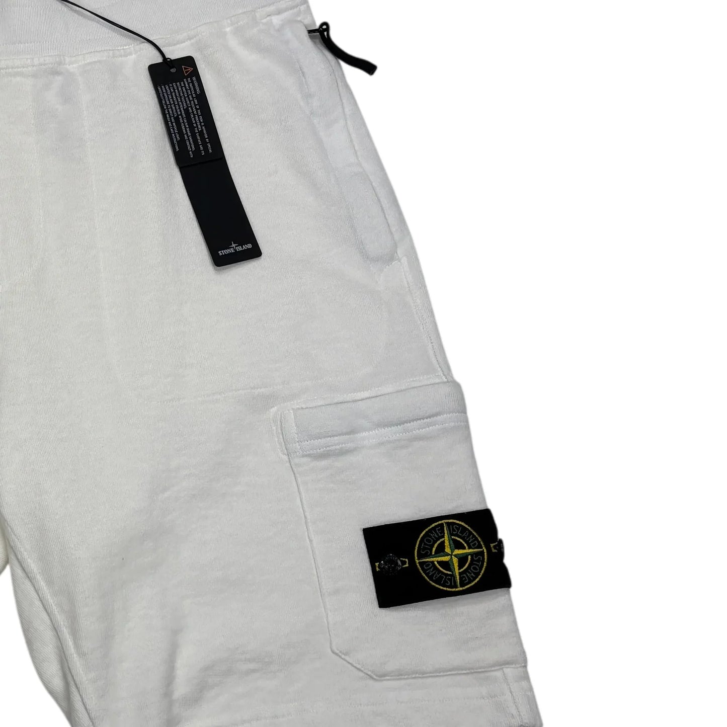 Stone Island White Compass Patch Cotton Shorts