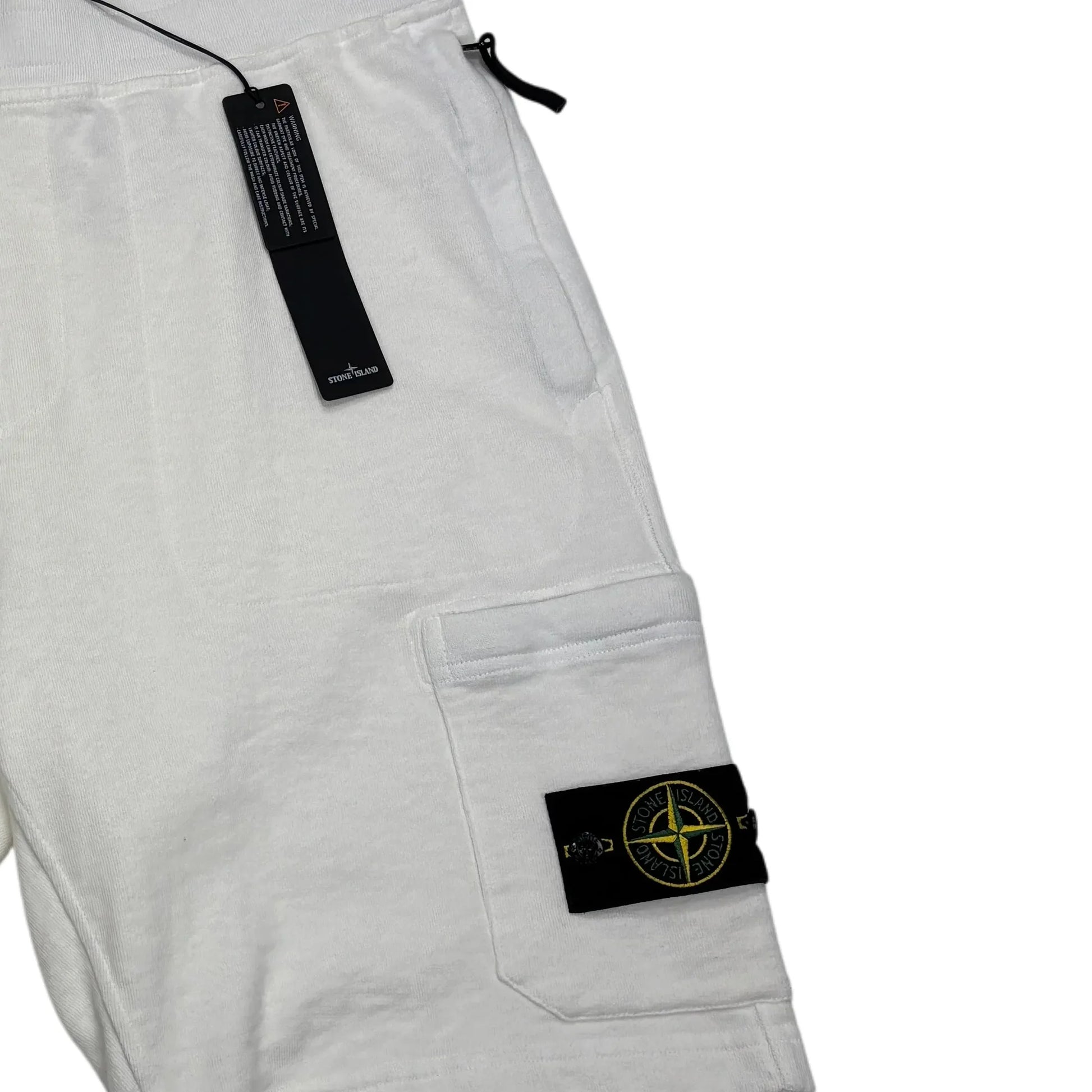 Stone Island White Compass Patch Cotton Shorts