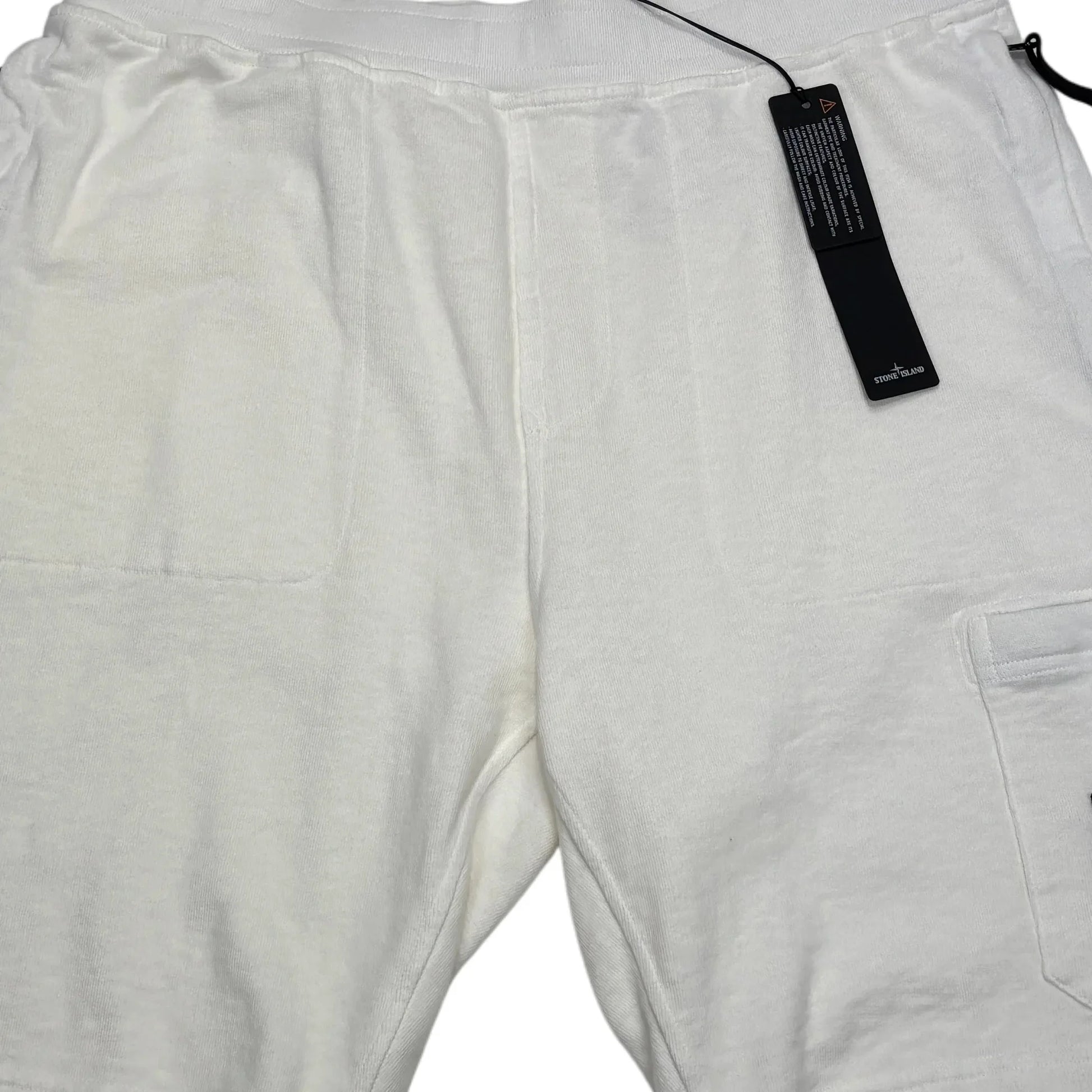 Stone Island White Compass Patch Cotton Shorts