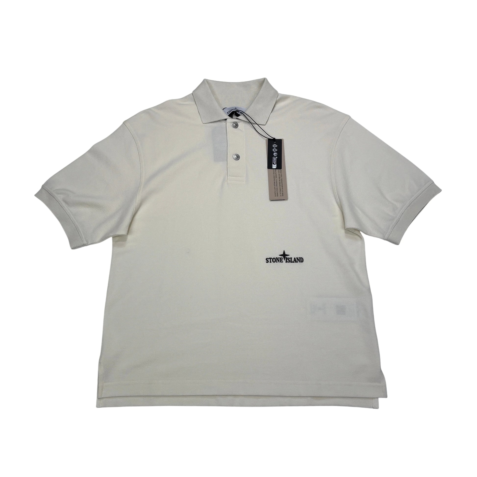 Stone Island Beige Embroidered Logo Polo Shirt