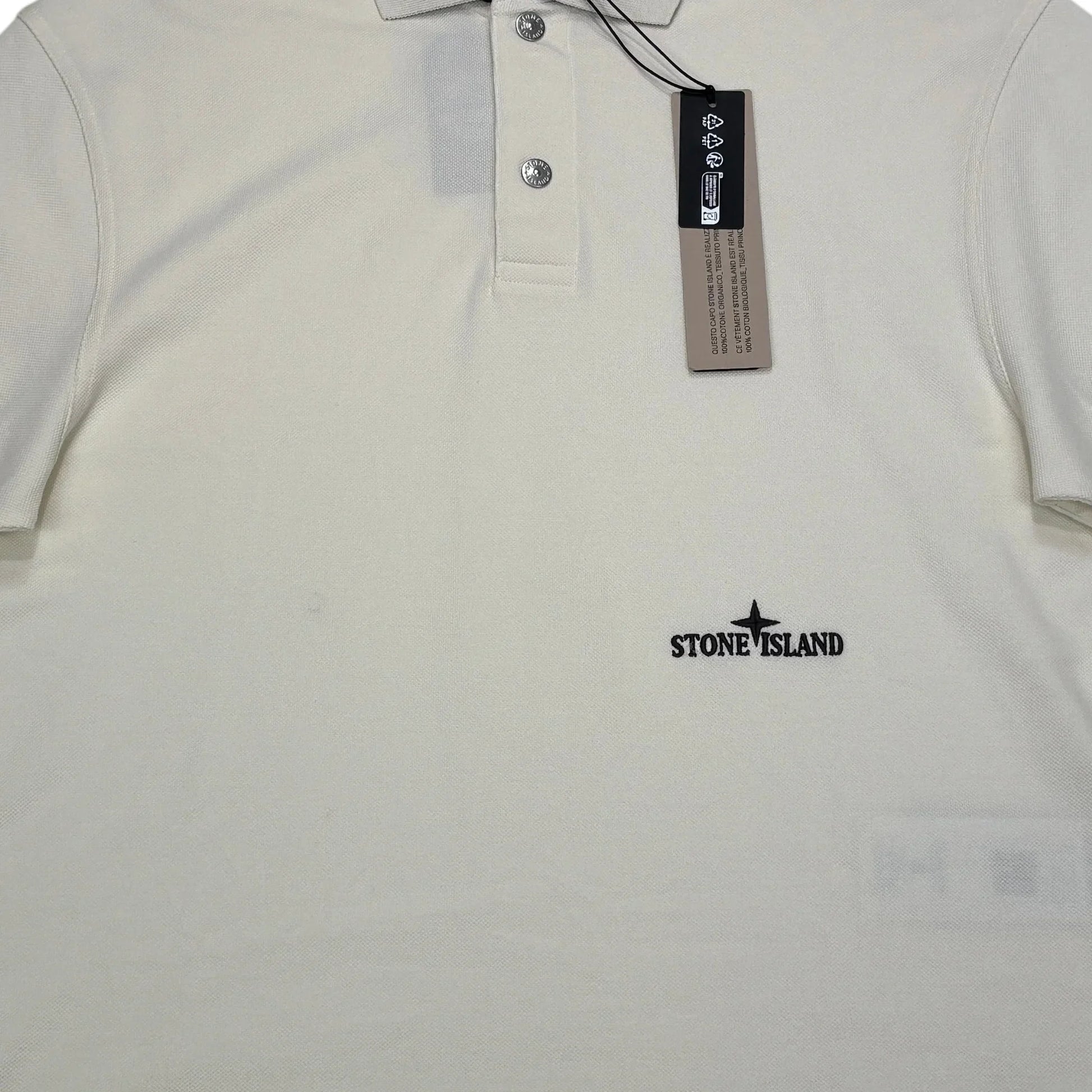 Stone Island Beige Embroidered Logo Polo Shirt